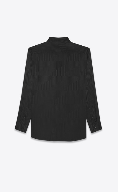 SAINT LAURENT long overshirt in matte and shiny patchwork striped silk outlook