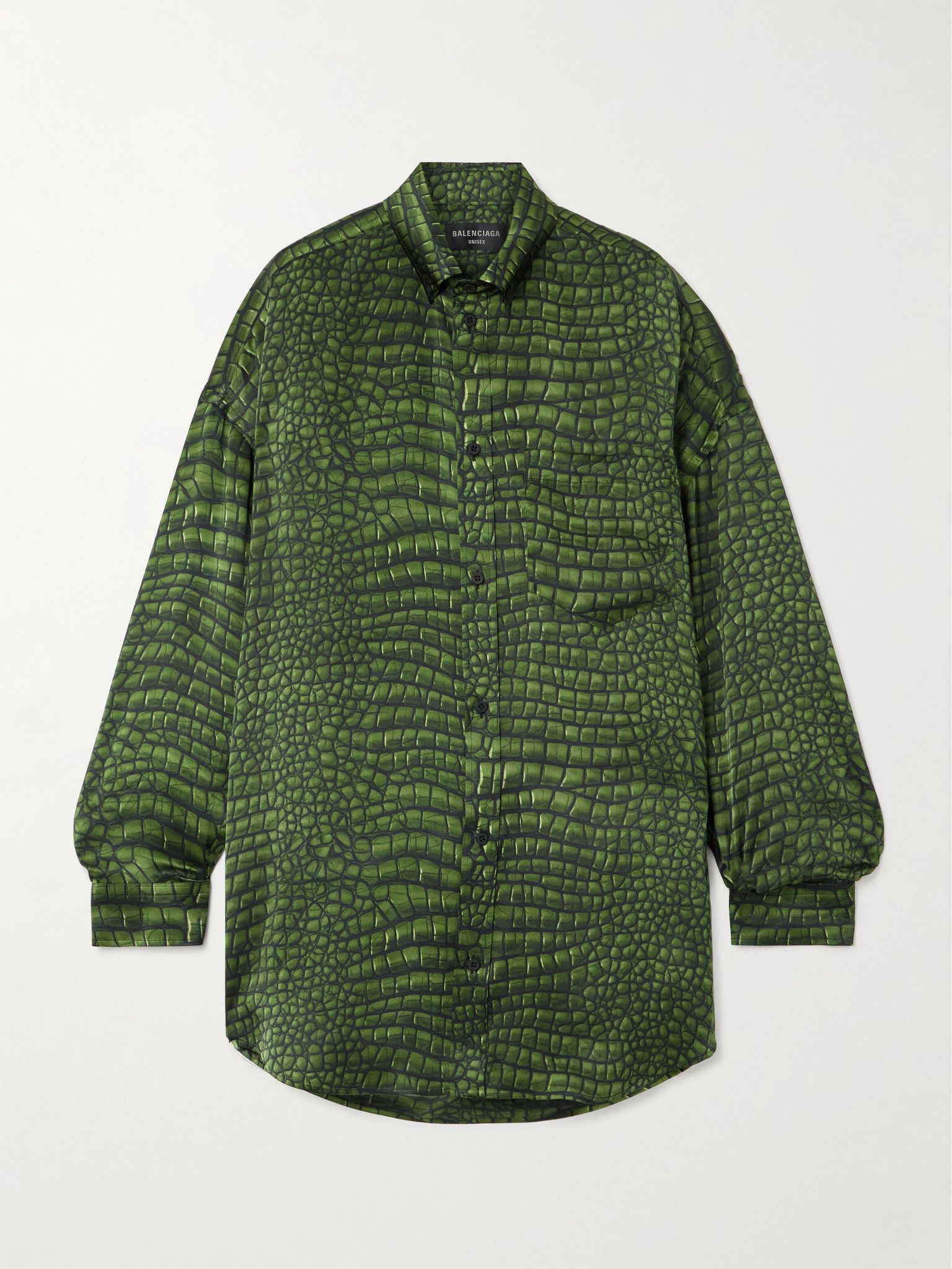 Cocoon oversized printed silk-satin shirt Green - 1