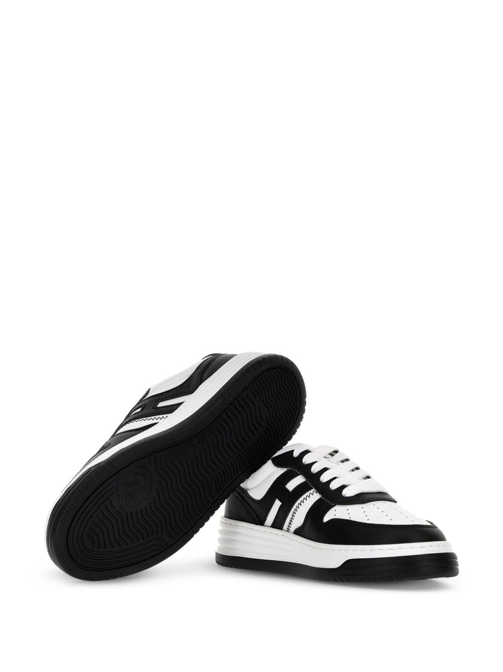 panelled-design leather sneakers - 4