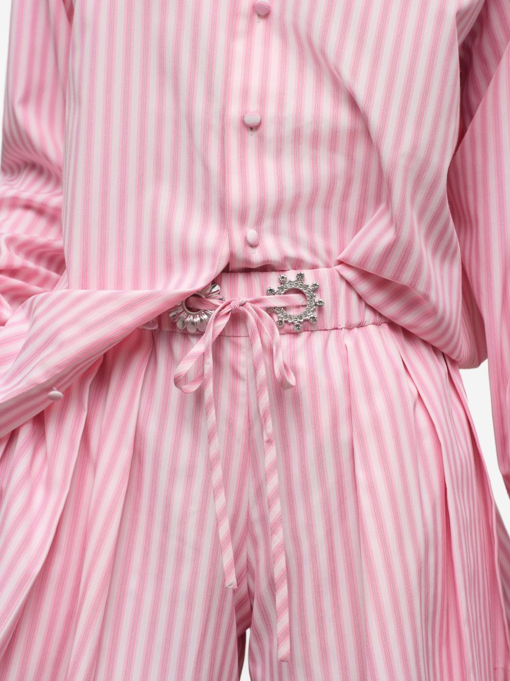 pleated striped shorts - 5