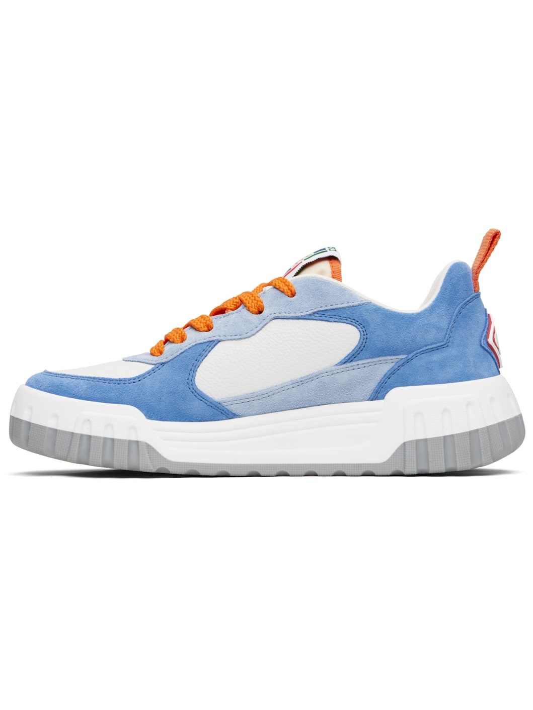 White & Blue Suede Court Sneakers - 3
