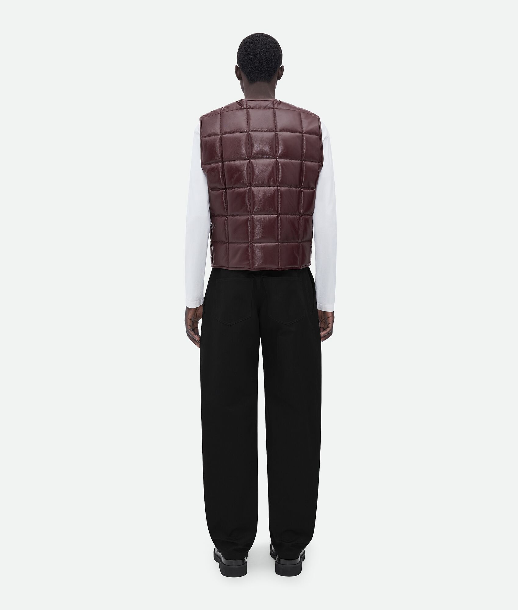 shiny leather padded gilet - 3