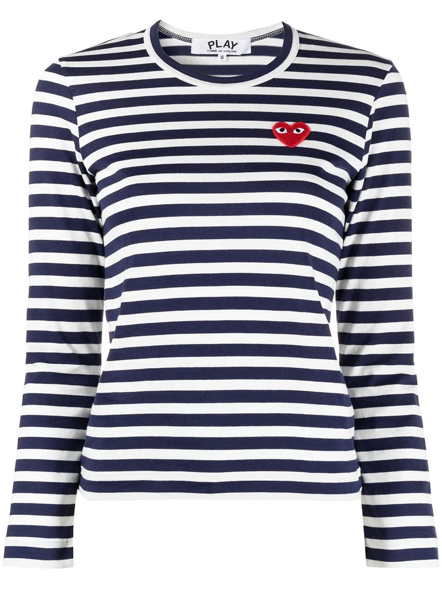 Comme Des Garçons COMME DES GARÇONS LOGO STRIPED COTTON T-SHIRT - 1
