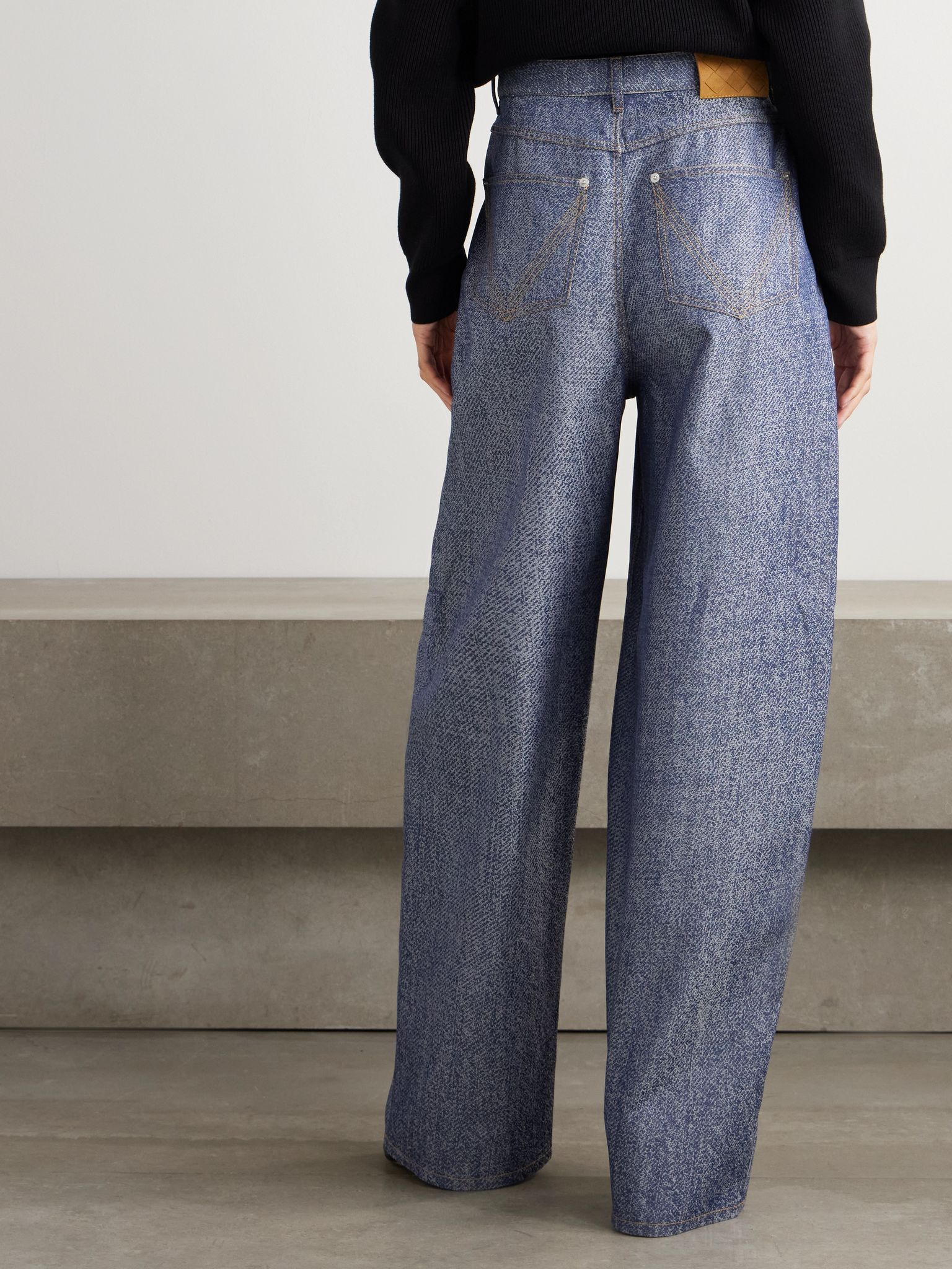 Wool and cotton-blend twill wide-leg pants Blue - 3
