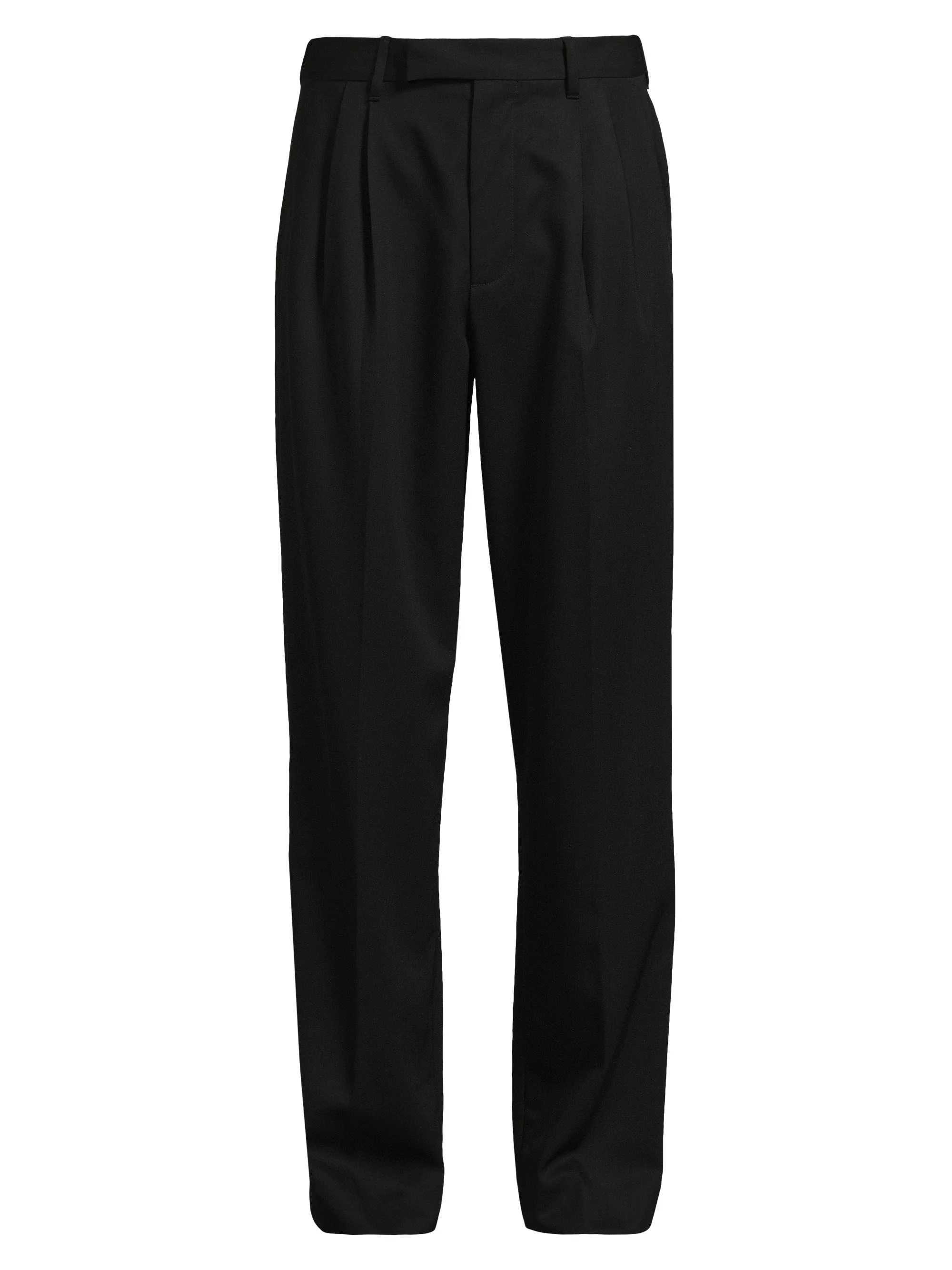 Men's Double Pleated Suiting Trousers - Black - 1