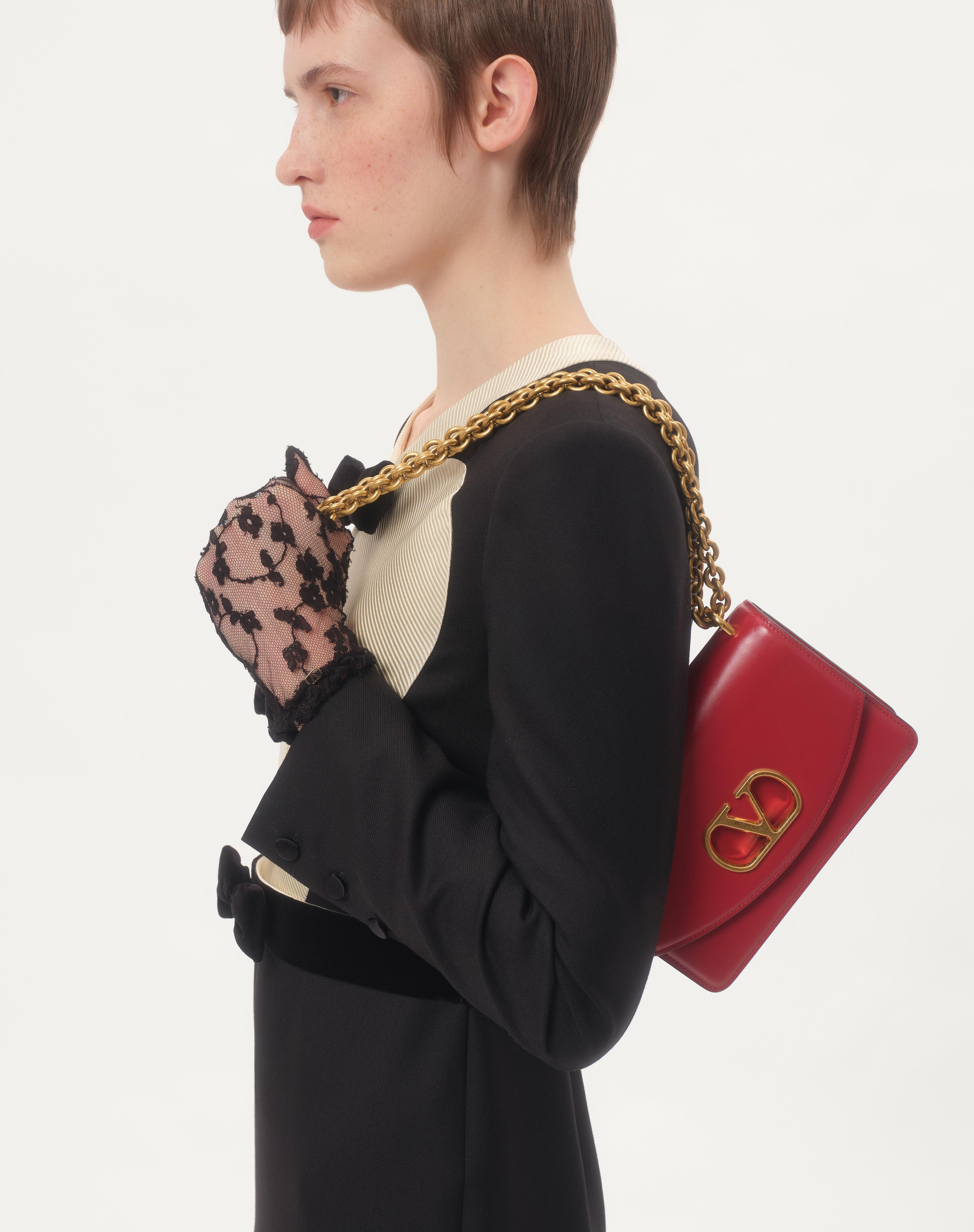 SMALL VALENTINO GARAVANI VAIN SHOULDER BAG IN SHINY CALFSKIN - 7