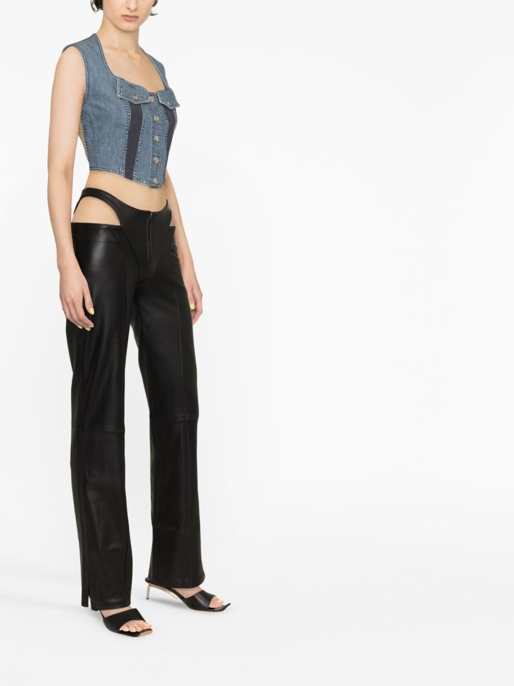 bustier-style denim vest - 2