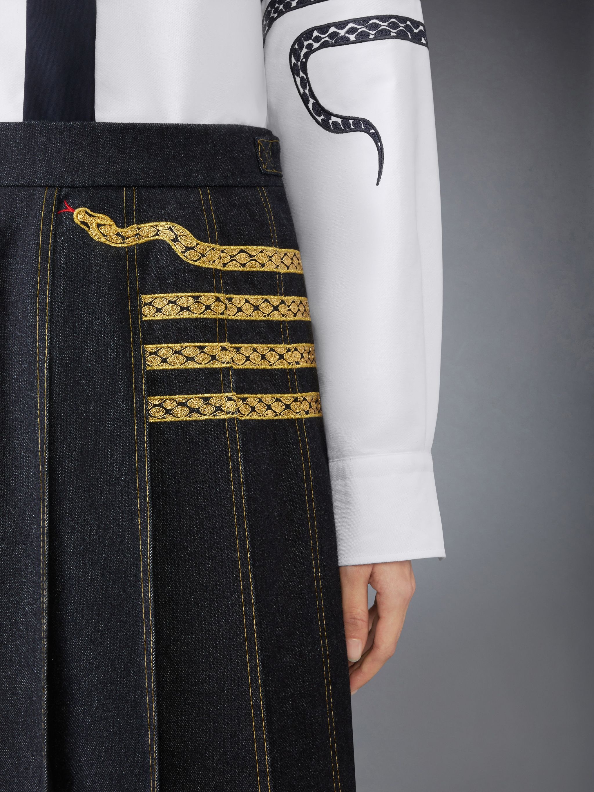 LUNAR NEW YEAR DENIM PLEATED SKIRT - 6