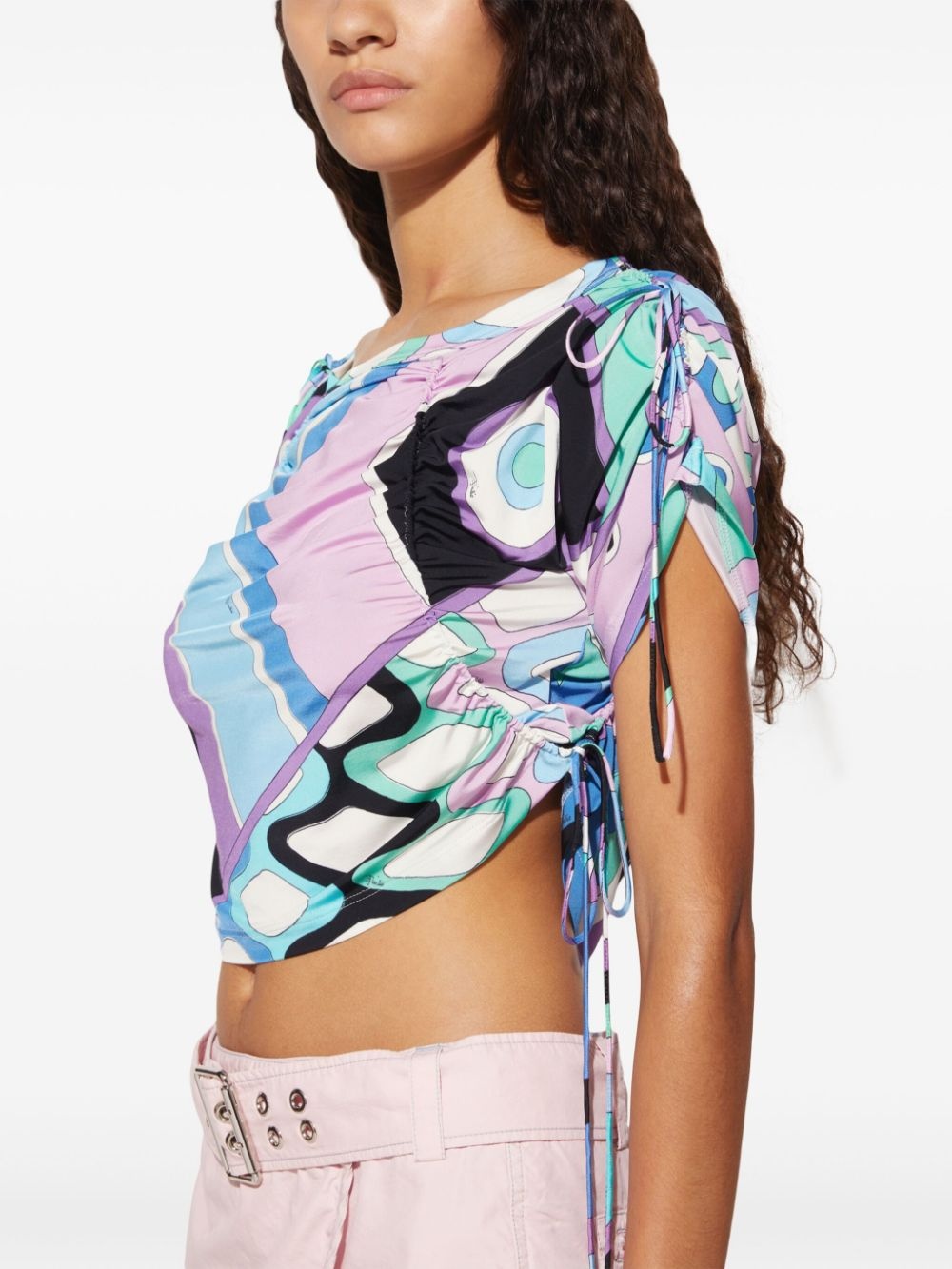 Vivara-print cropped blouse - 5