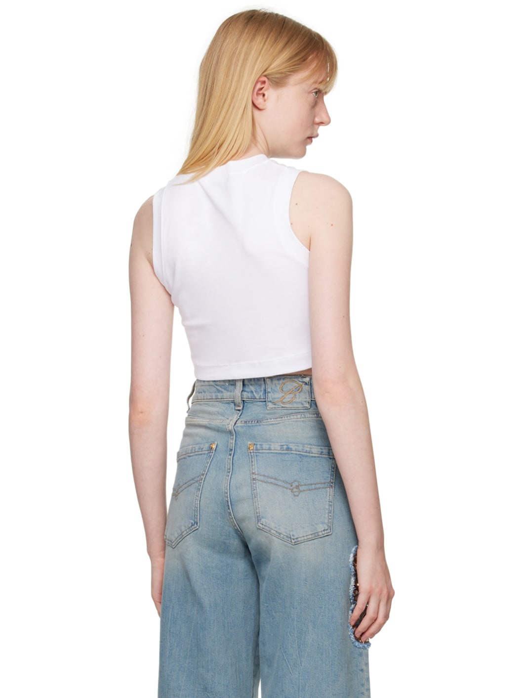 White Crystal-Cut Tank Top - 3
