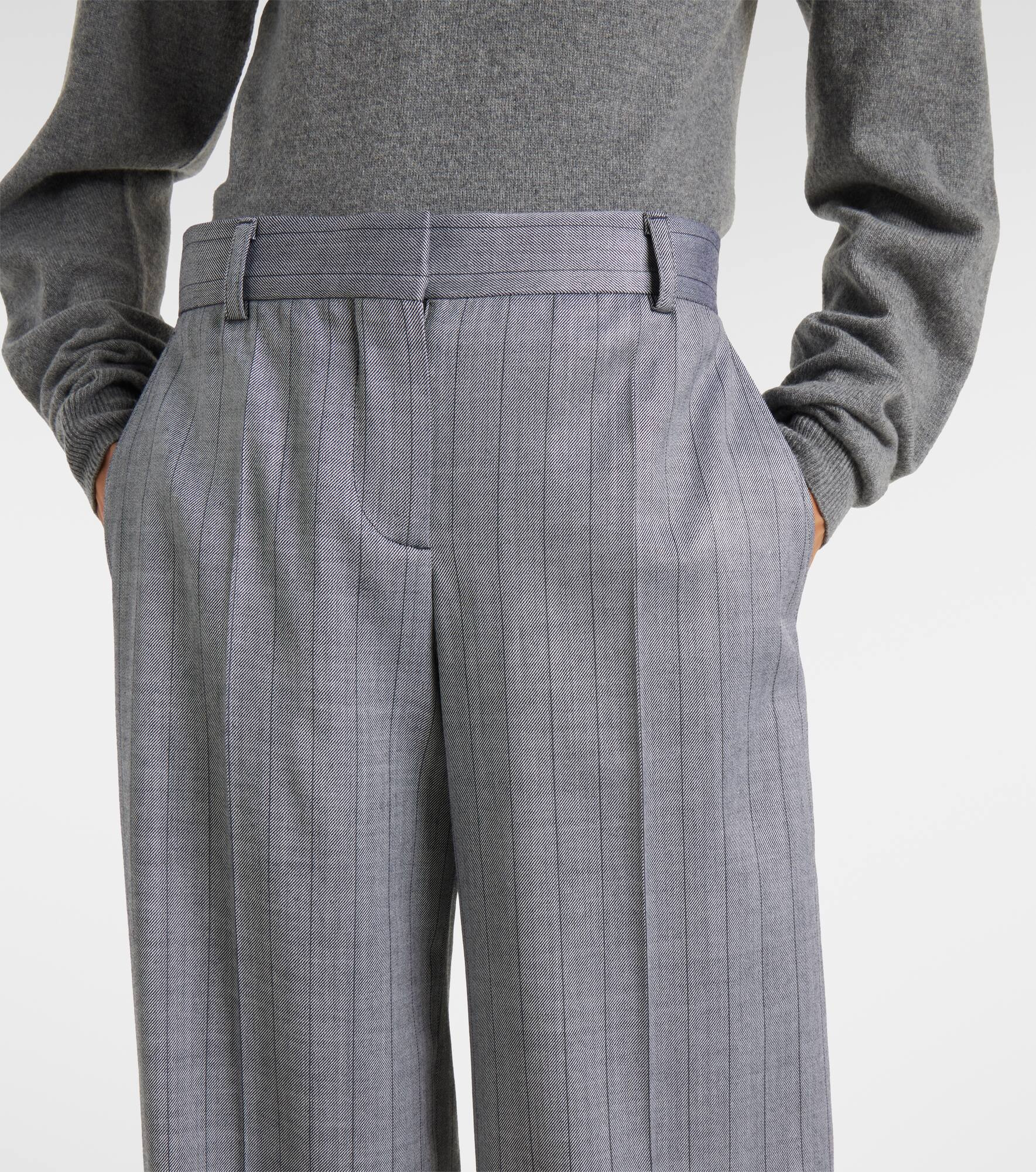 Striped wool wide-leg pants - 4