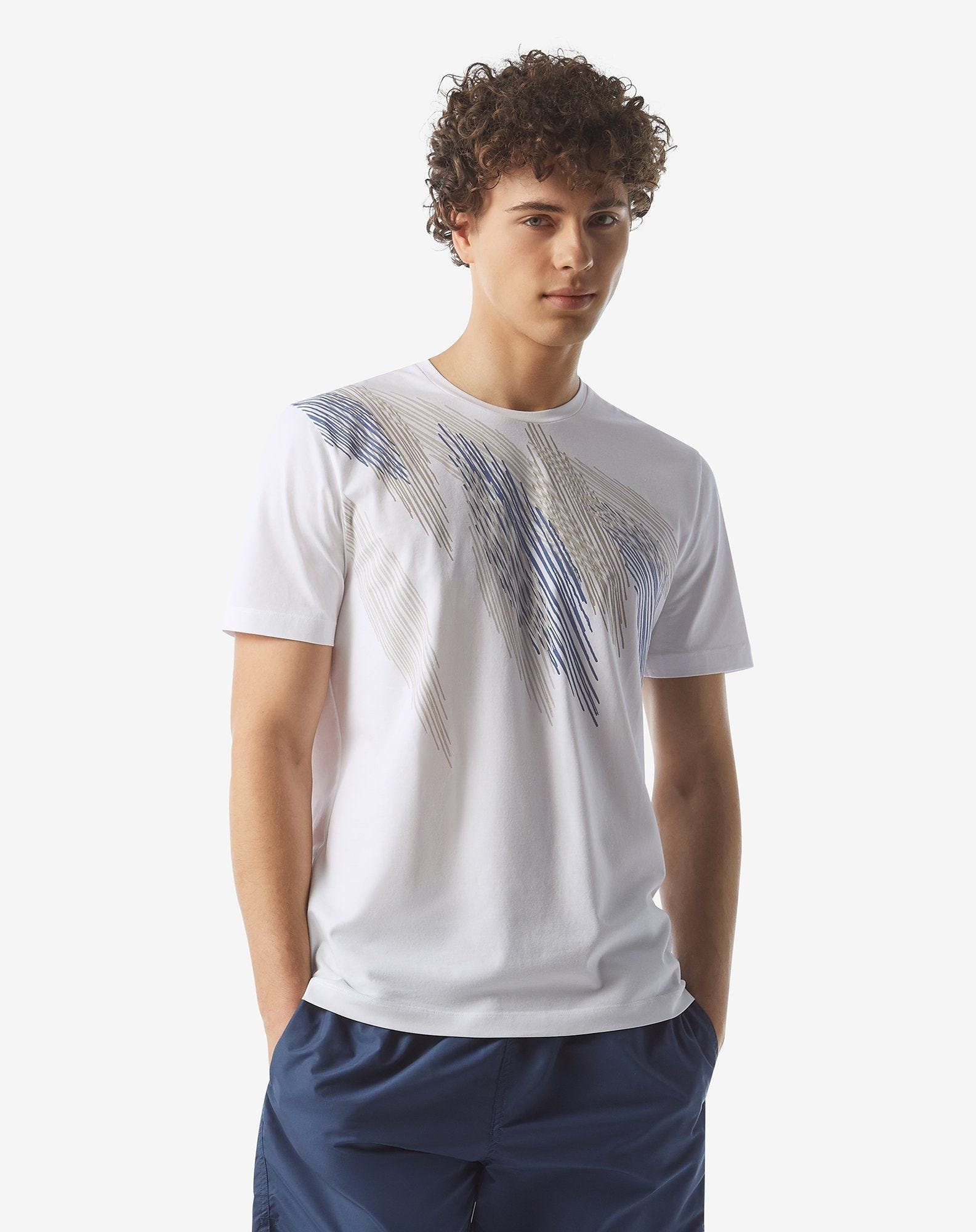 White crew neck stretch cotton jersey t-shirt - 2