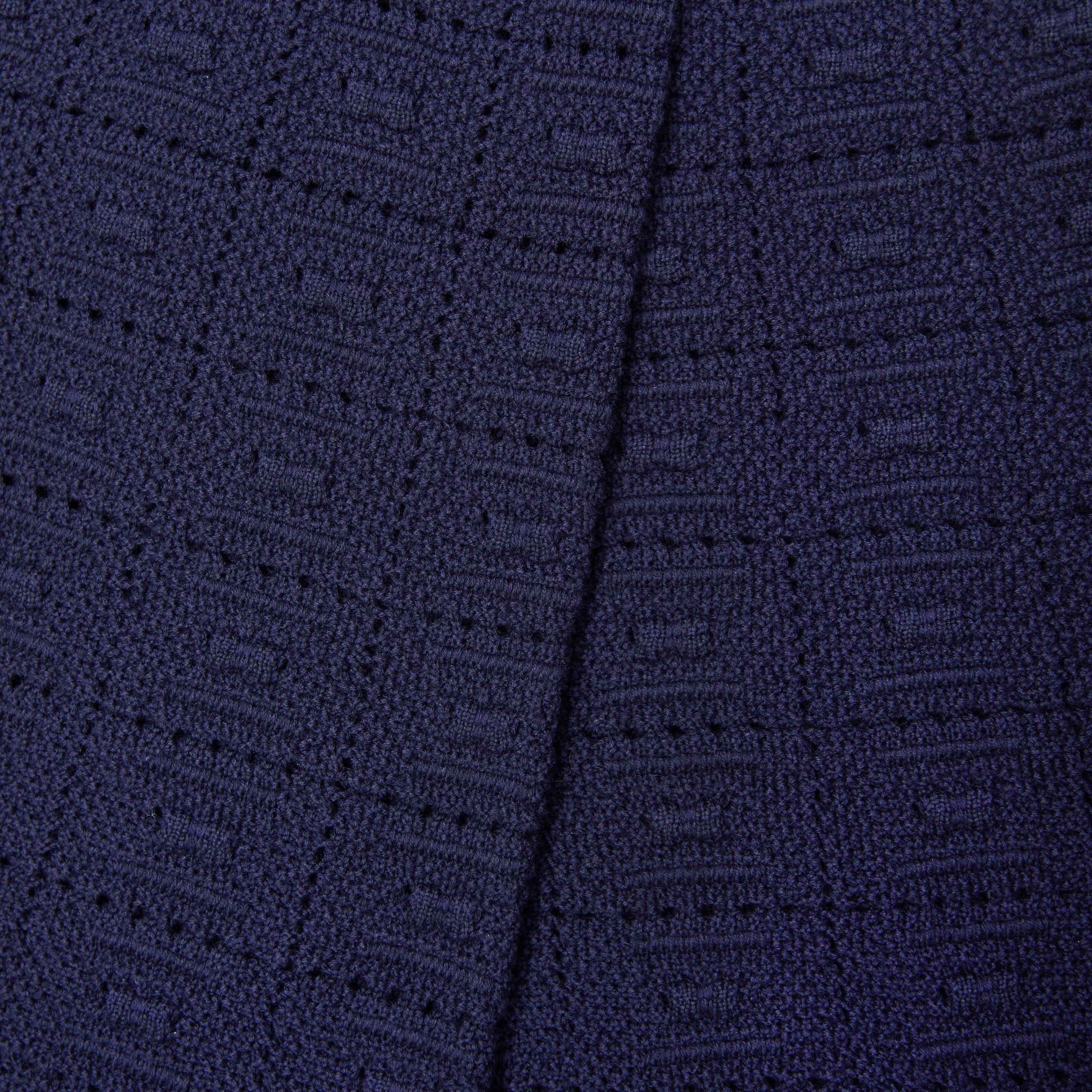 Navy Pointelle Knit Trousers - 5