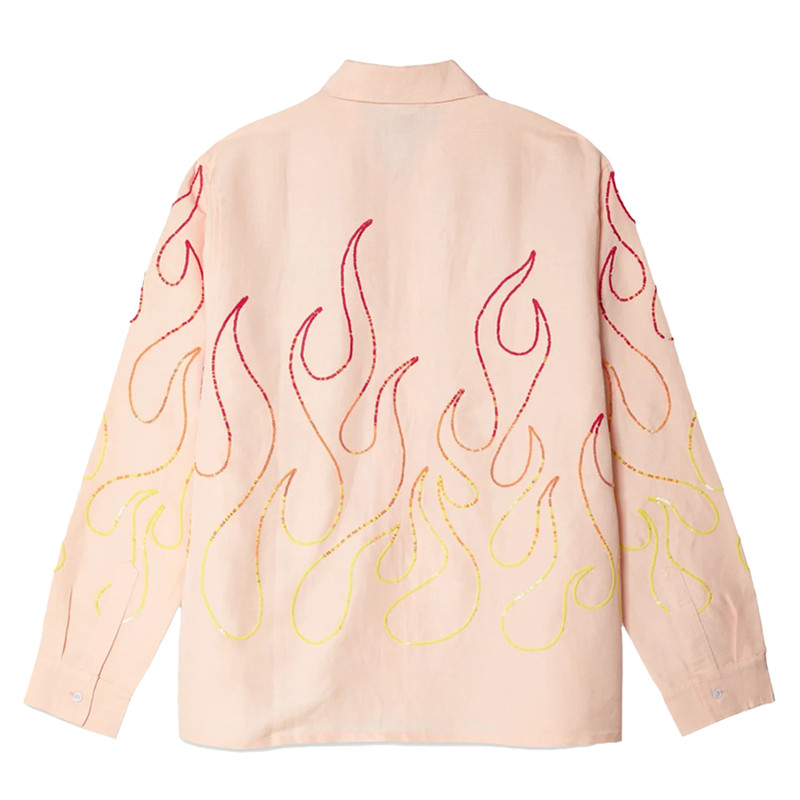 SKY HIGH FARM WORKWEAR Sky High Farm Workwear Flame Embroidered Woven Shirt Pink outlook