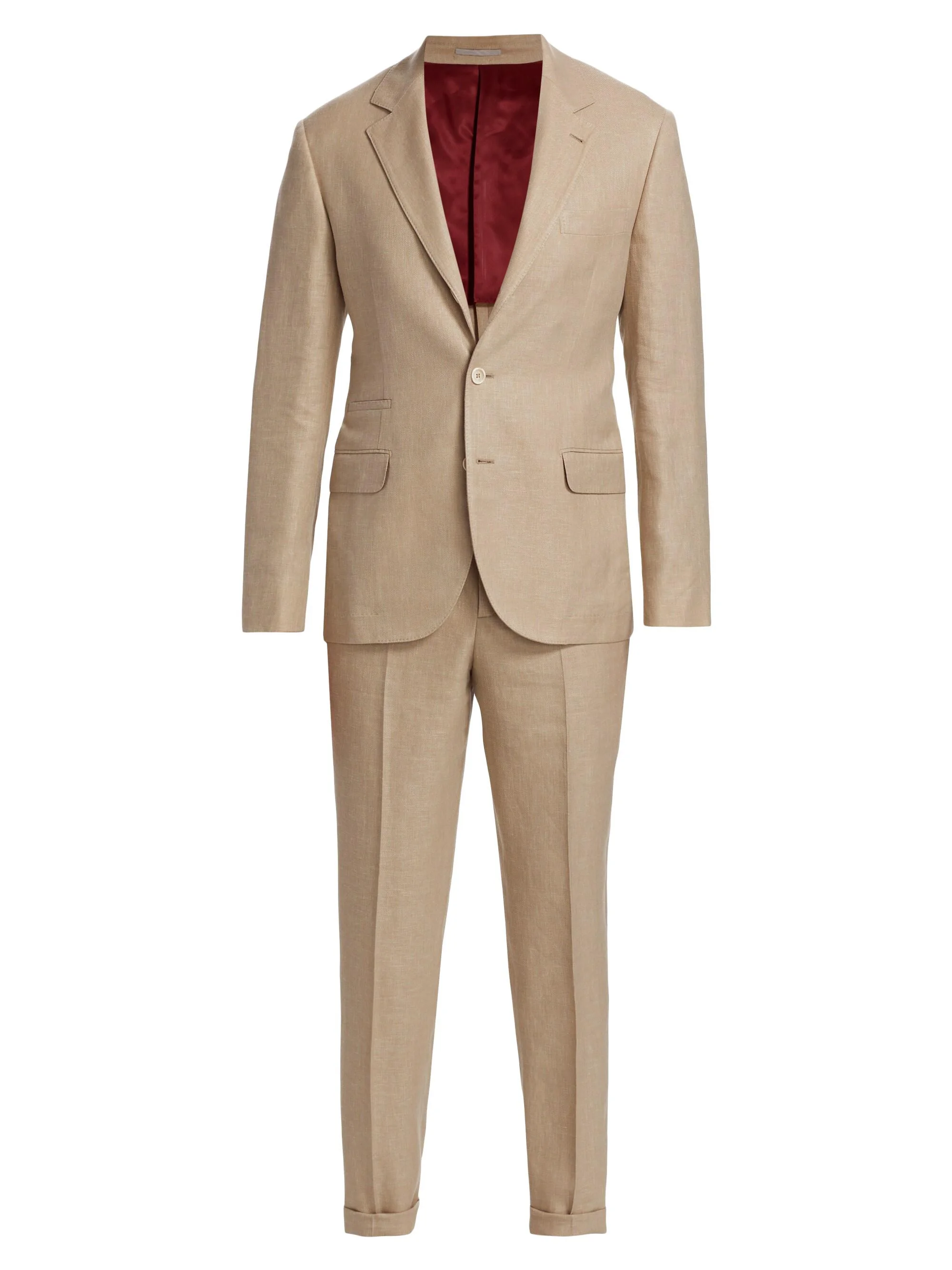 Men's Linen & Silk Two-Piece Suit - Tan - 1