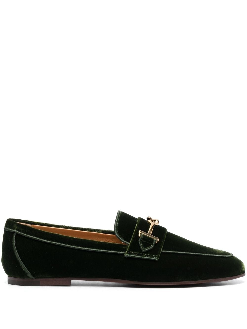 logo-detail velvet loafers - 1