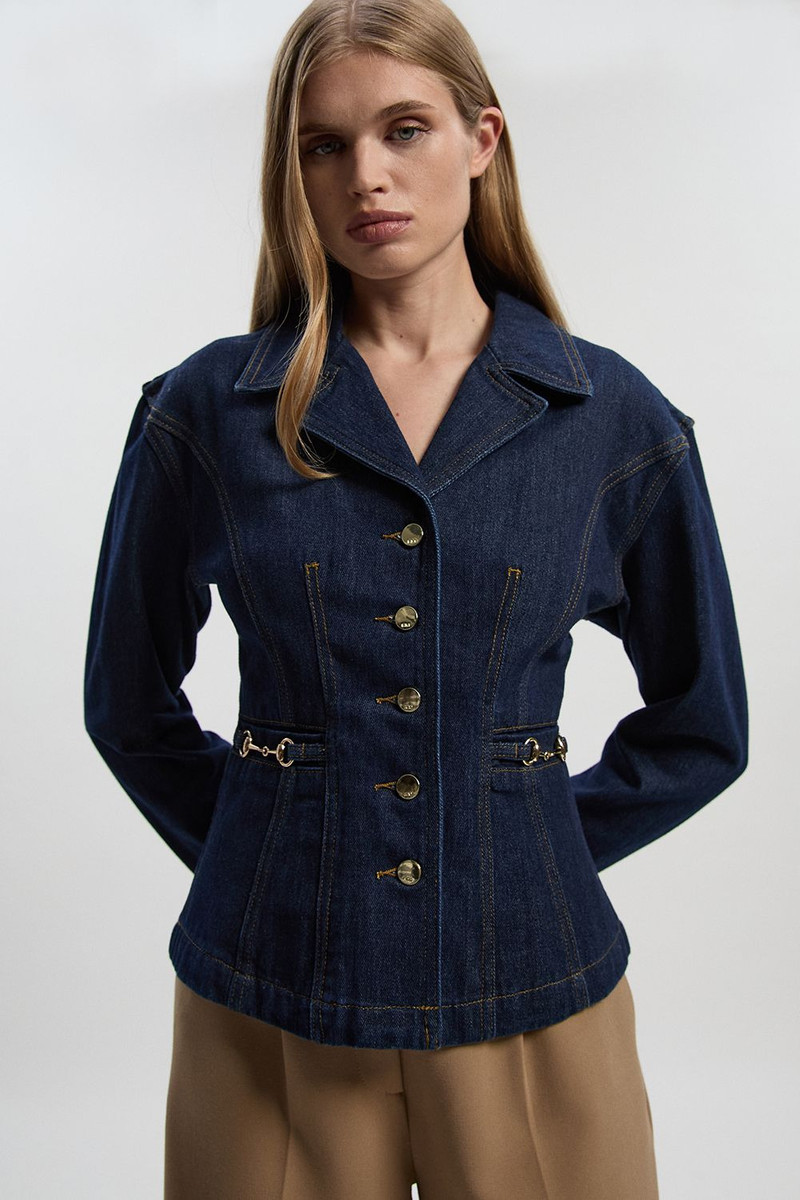 Denim Button Through Nipped Waist Jacket 1