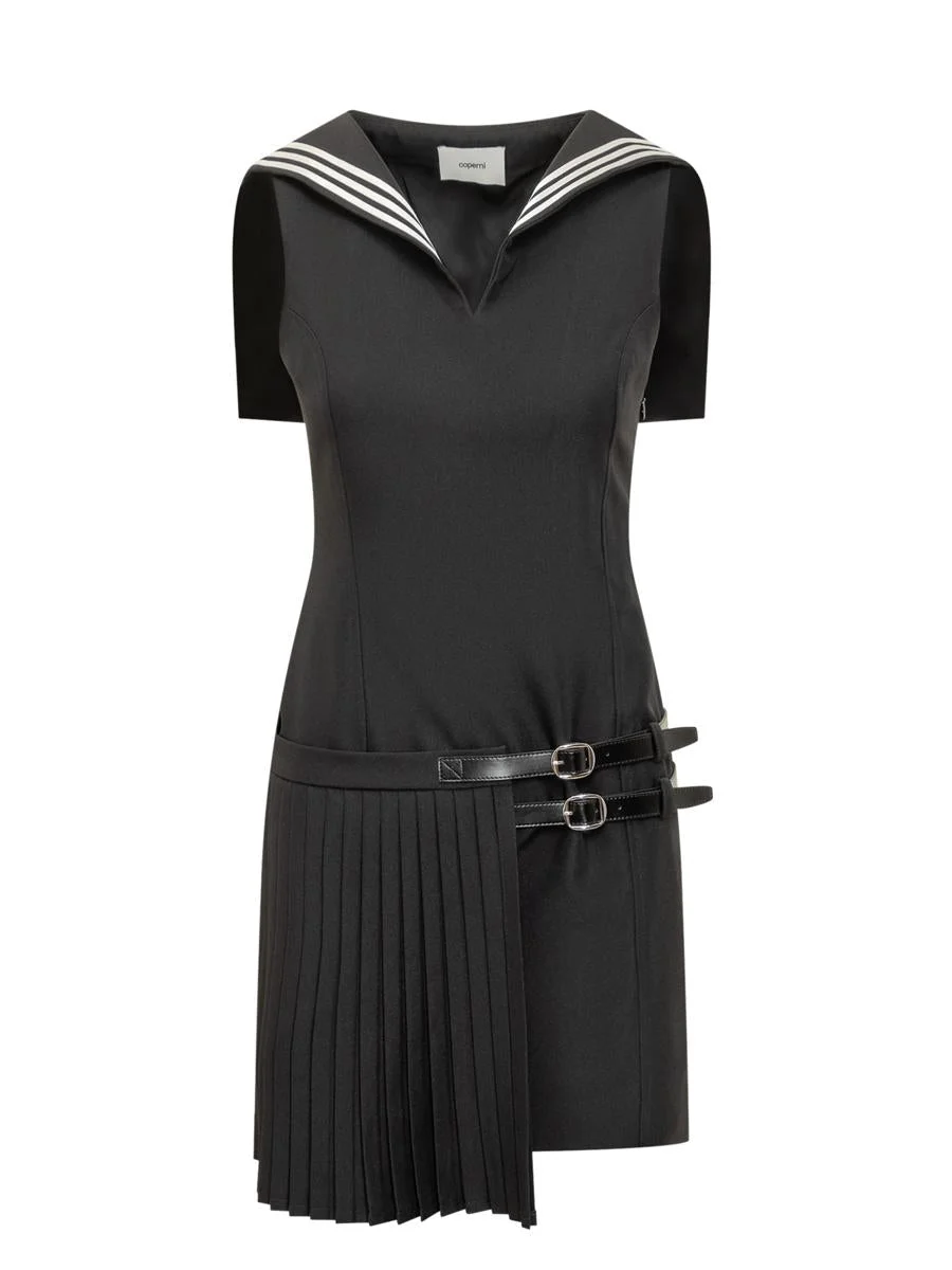 Coperni Black Short Dress With Sailor Coperni Collar - 1