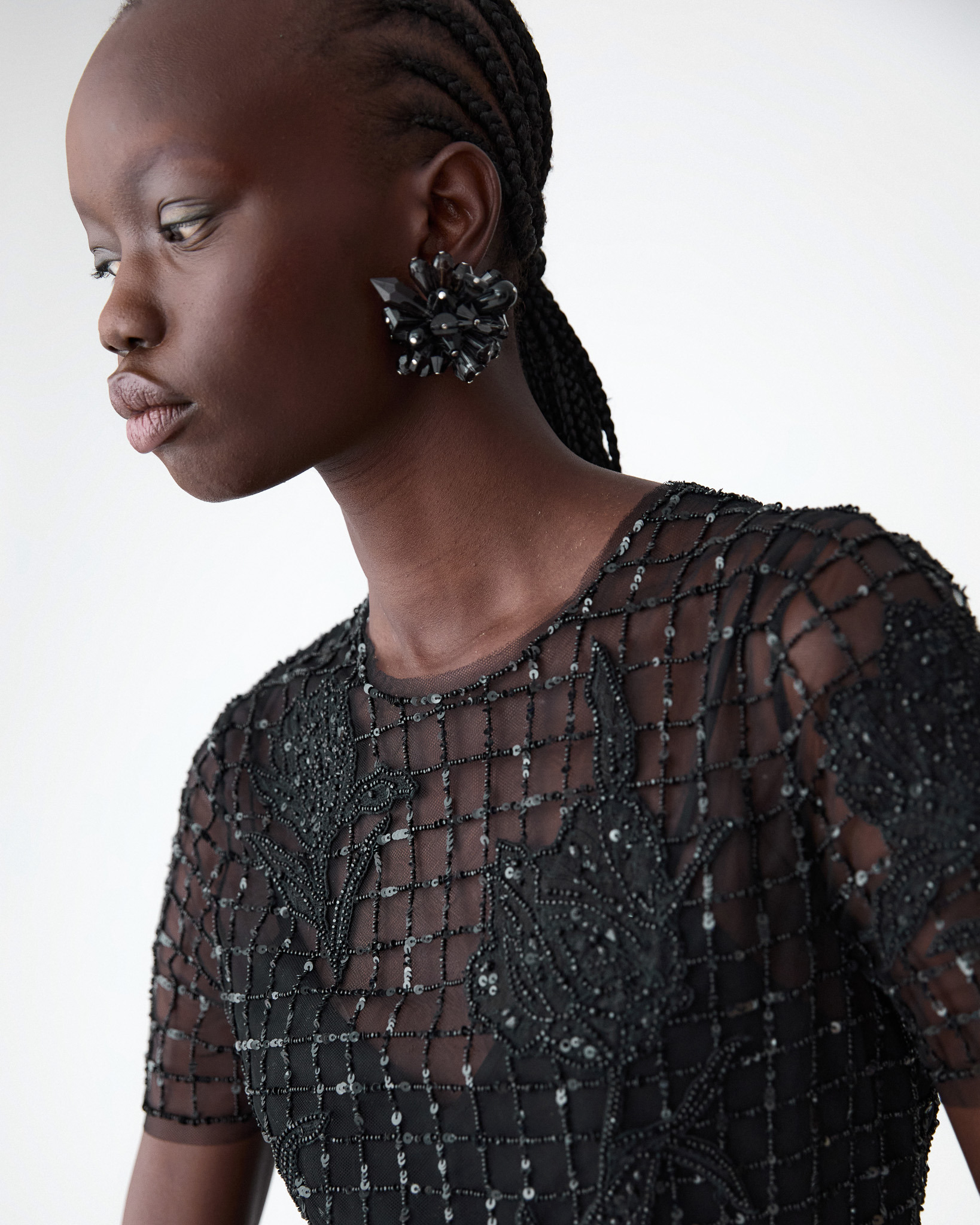 Embroidered Tulle Mini Dress - 4