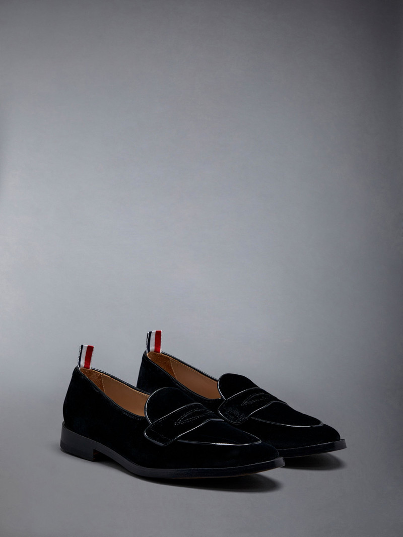 Thom Browne Velvet Flexible Leather Sole Varsity Penny Loafer outlook