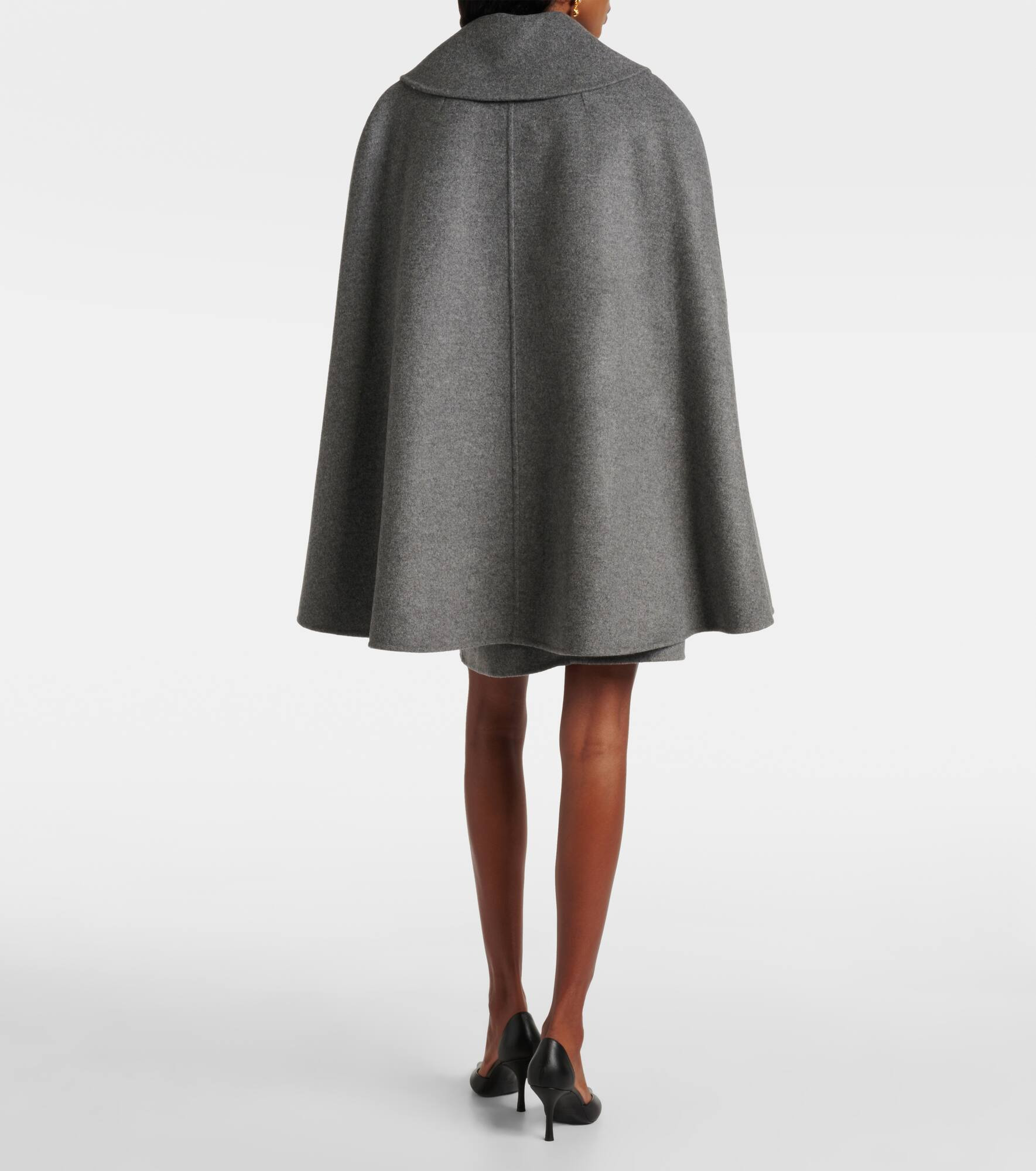 Double-breasted mélange virgin wool cape - 3