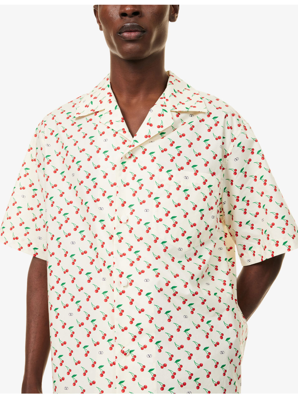 Cherry-Print Camp-Collar Cotton-Poplin Shirt - 5