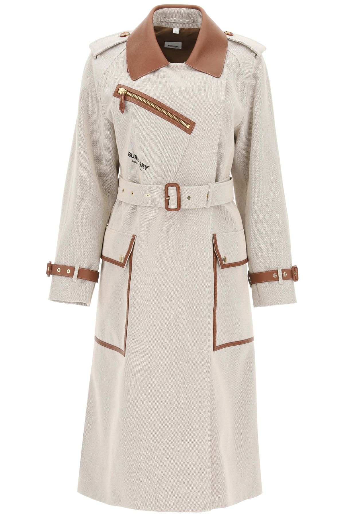 DOCKRAY TRENCH COAT WITH LEATHER FINISHES - 1