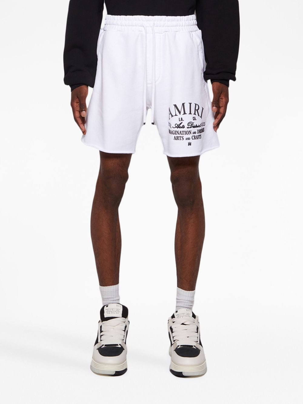 logo-print cotton track shorts - 3