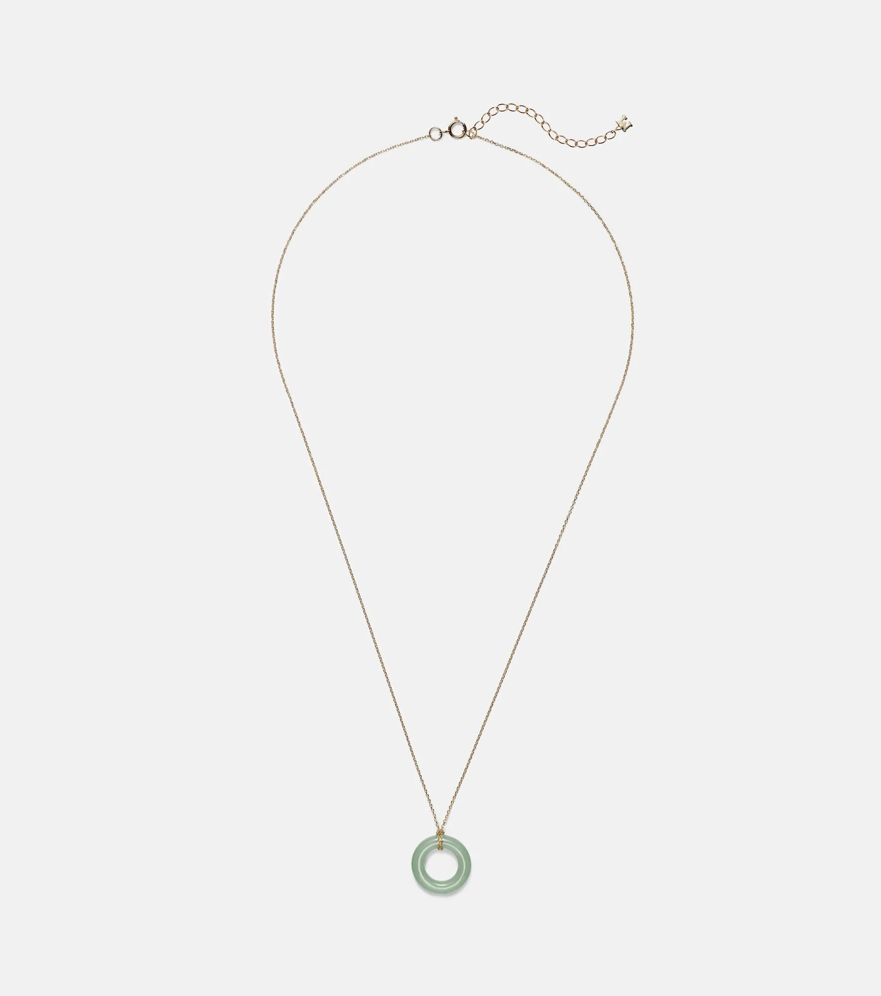 Donut 14kt gold necklace with jade - 1