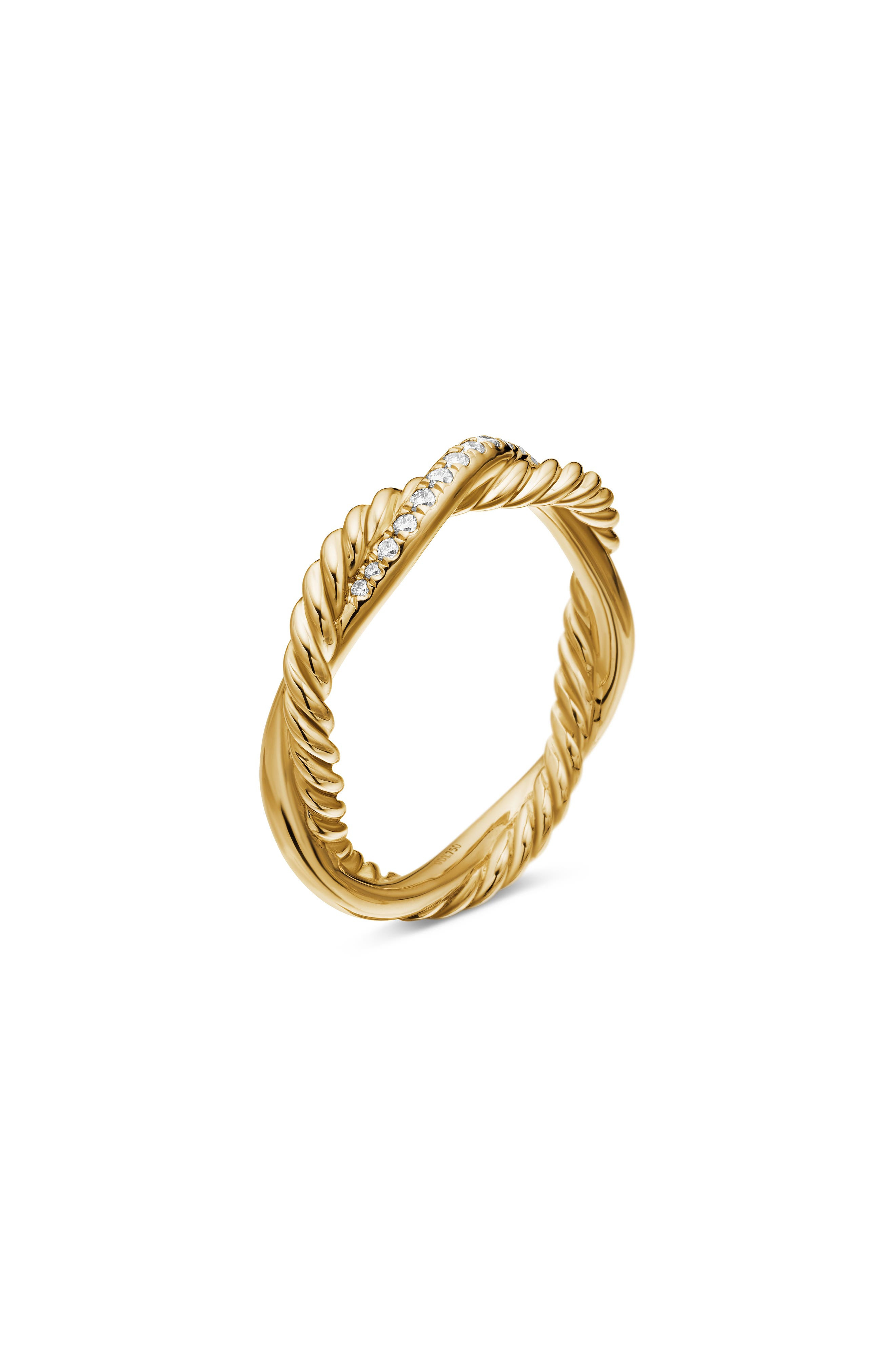 David Yurman Petite Infinity Twisted Ring in 18K Yellow Gold with Pavé Diamonds in Diamond/Yellow Go - 6