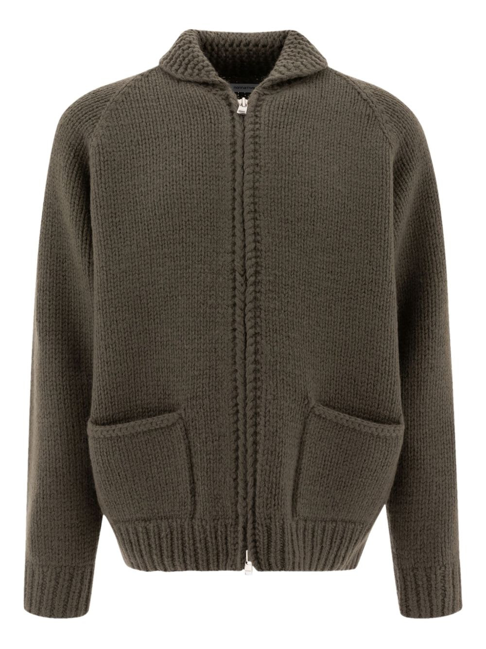 zip-front patch-pocket cardigan - 1