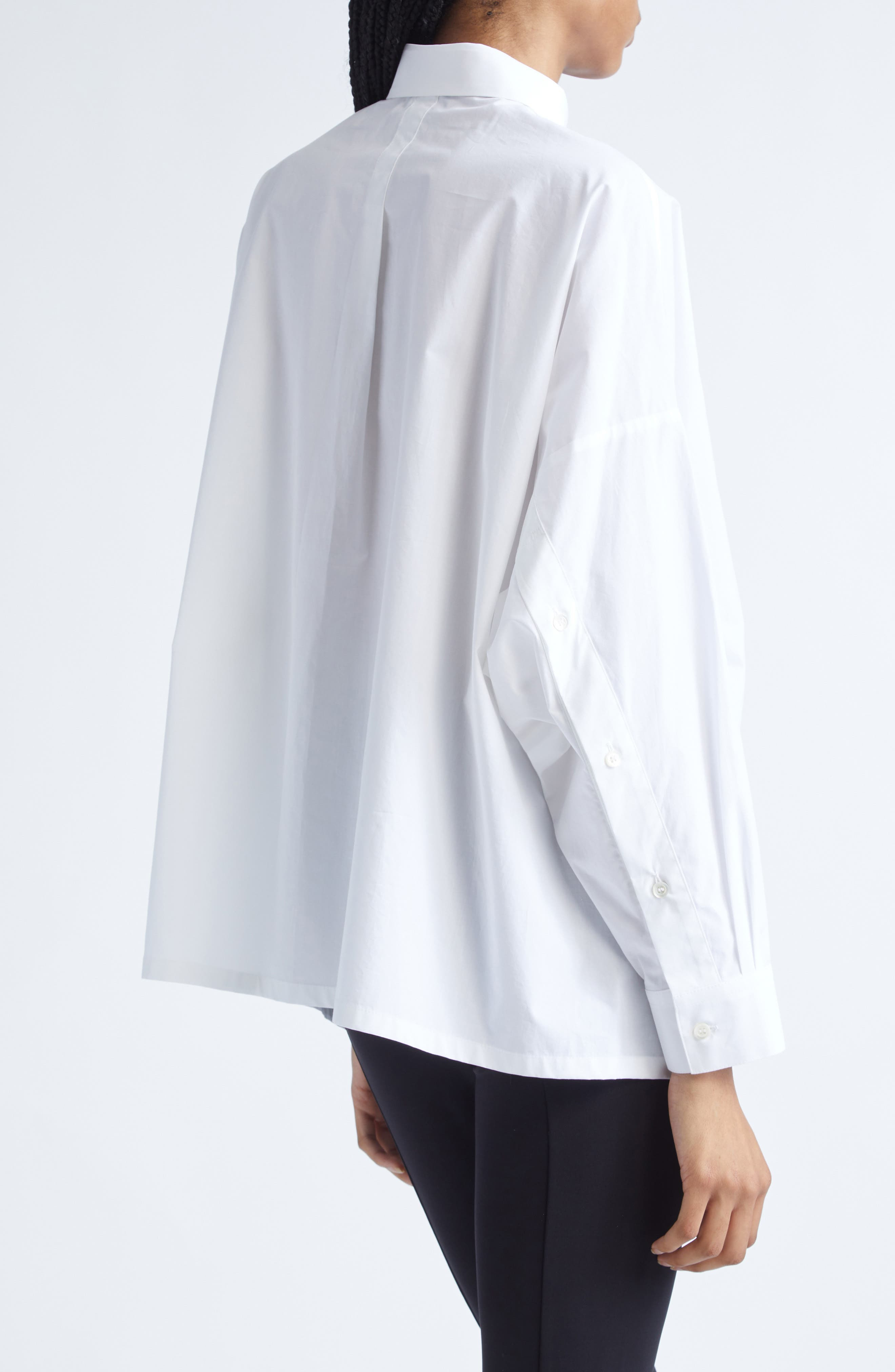 Emporio Armani Oversize Cotton Poplin Button-Up Shirt in White at Nordstrom - 3