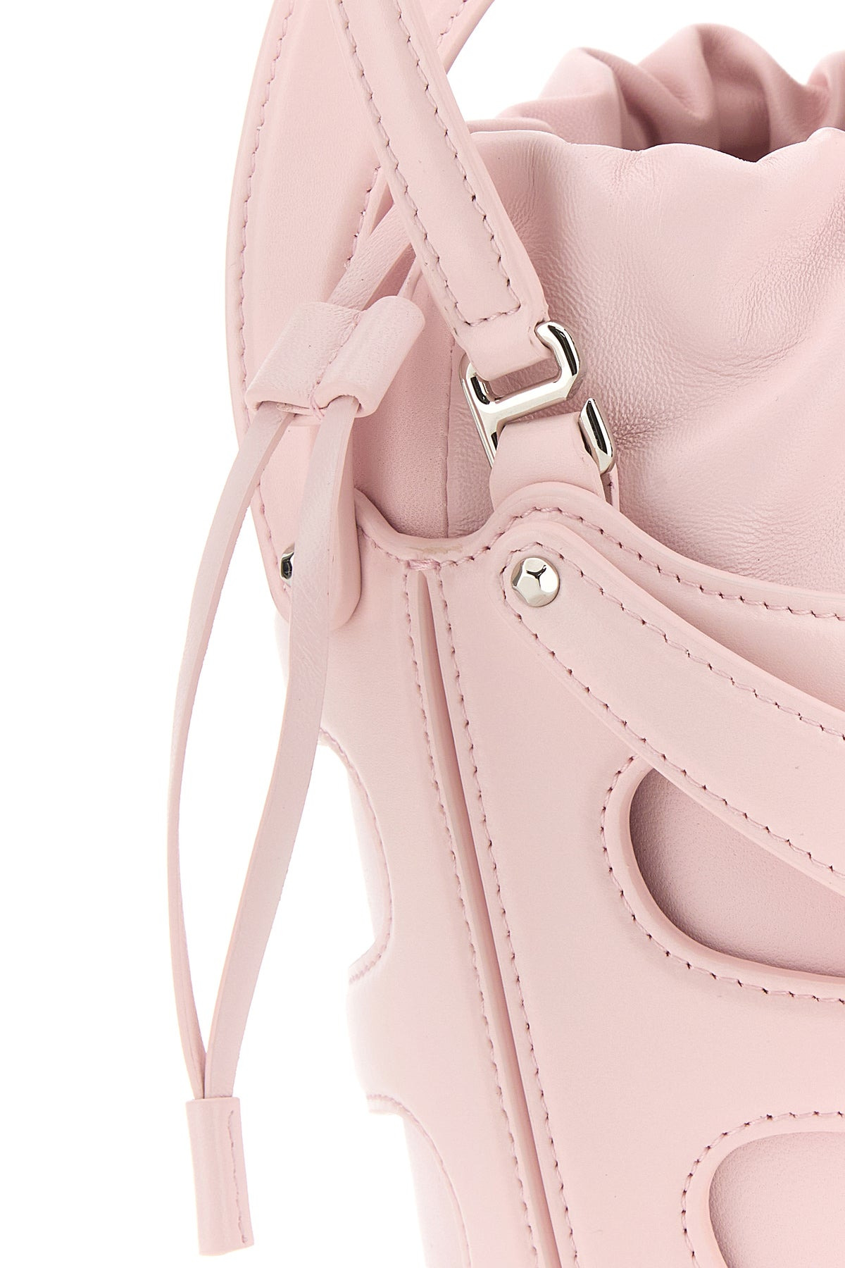 Pastel pink leather The Rise bucket bag - 4