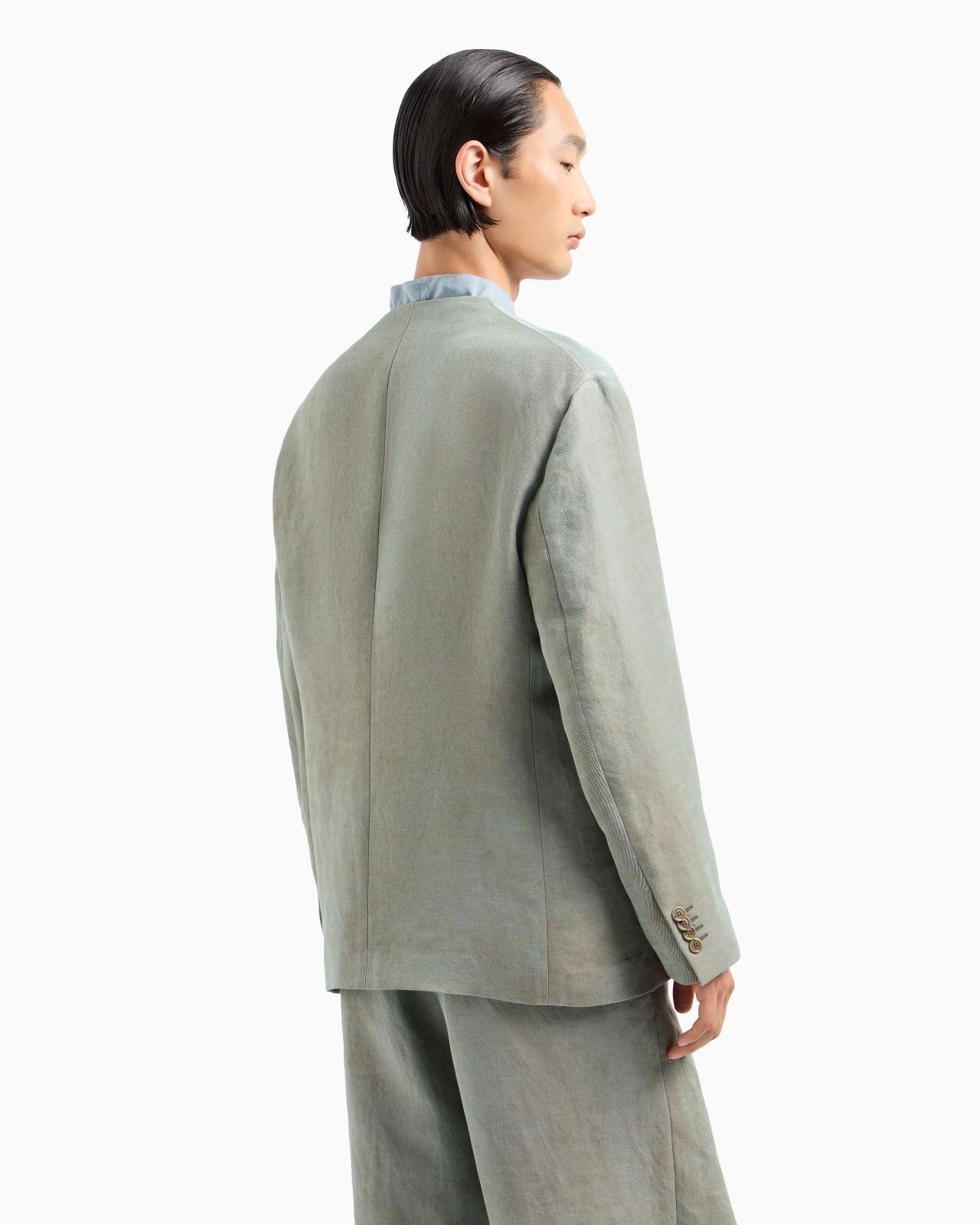 DOUBLE-BREASTED JACKET IN IRIDESCENT LINEN TWILL - 3