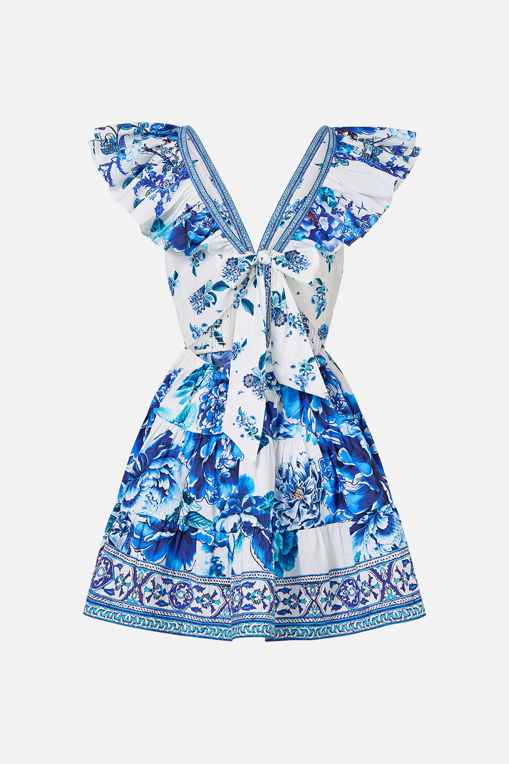 TIERED SHORT DRESS WITH NECK FRILL - 8