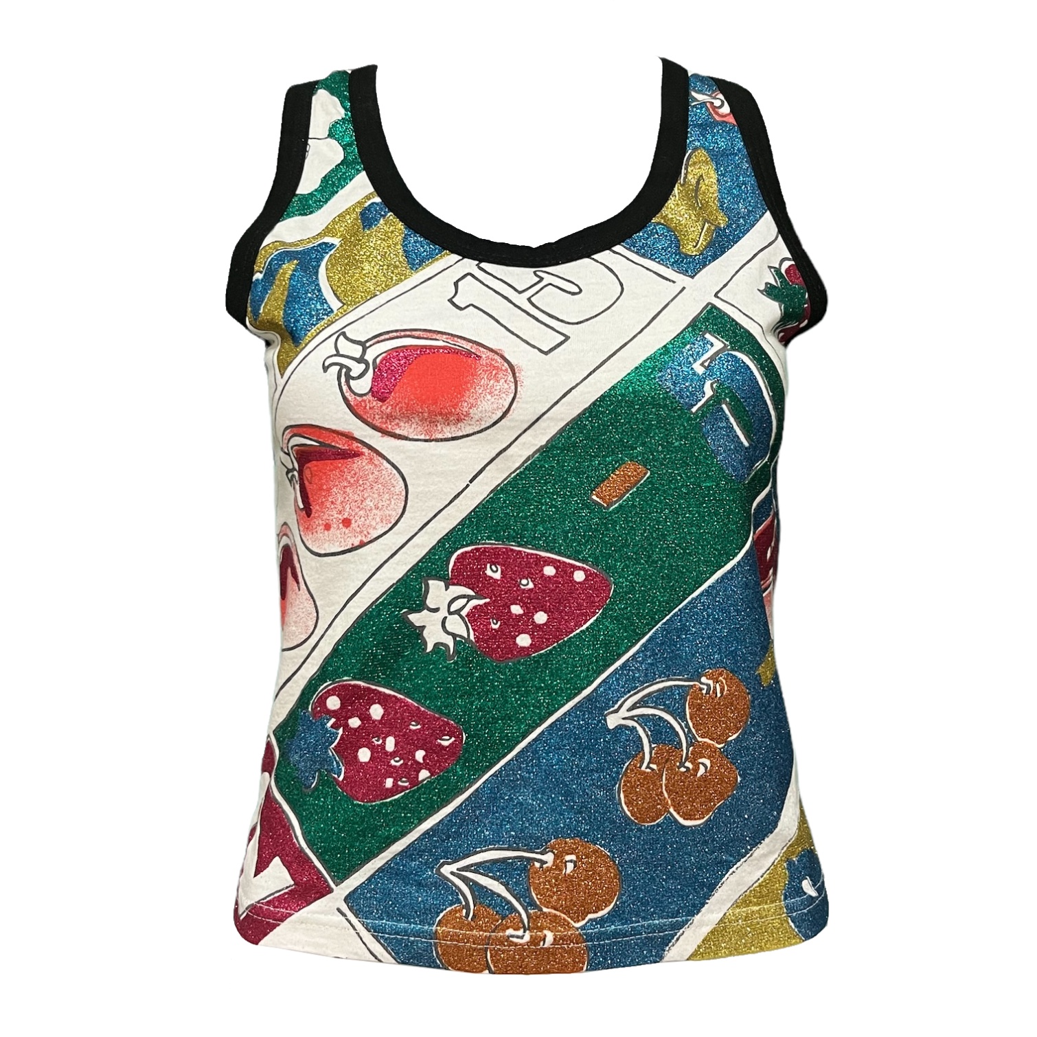 CHRISTIAN DIOR Spring Summer 2002 Glitter Fruits Print Tank Top - 1