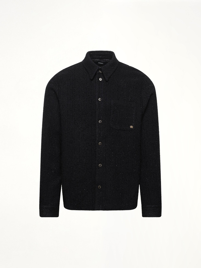AMIRI Shimmer Boucle Long Sleeve Shirt in Black outlook