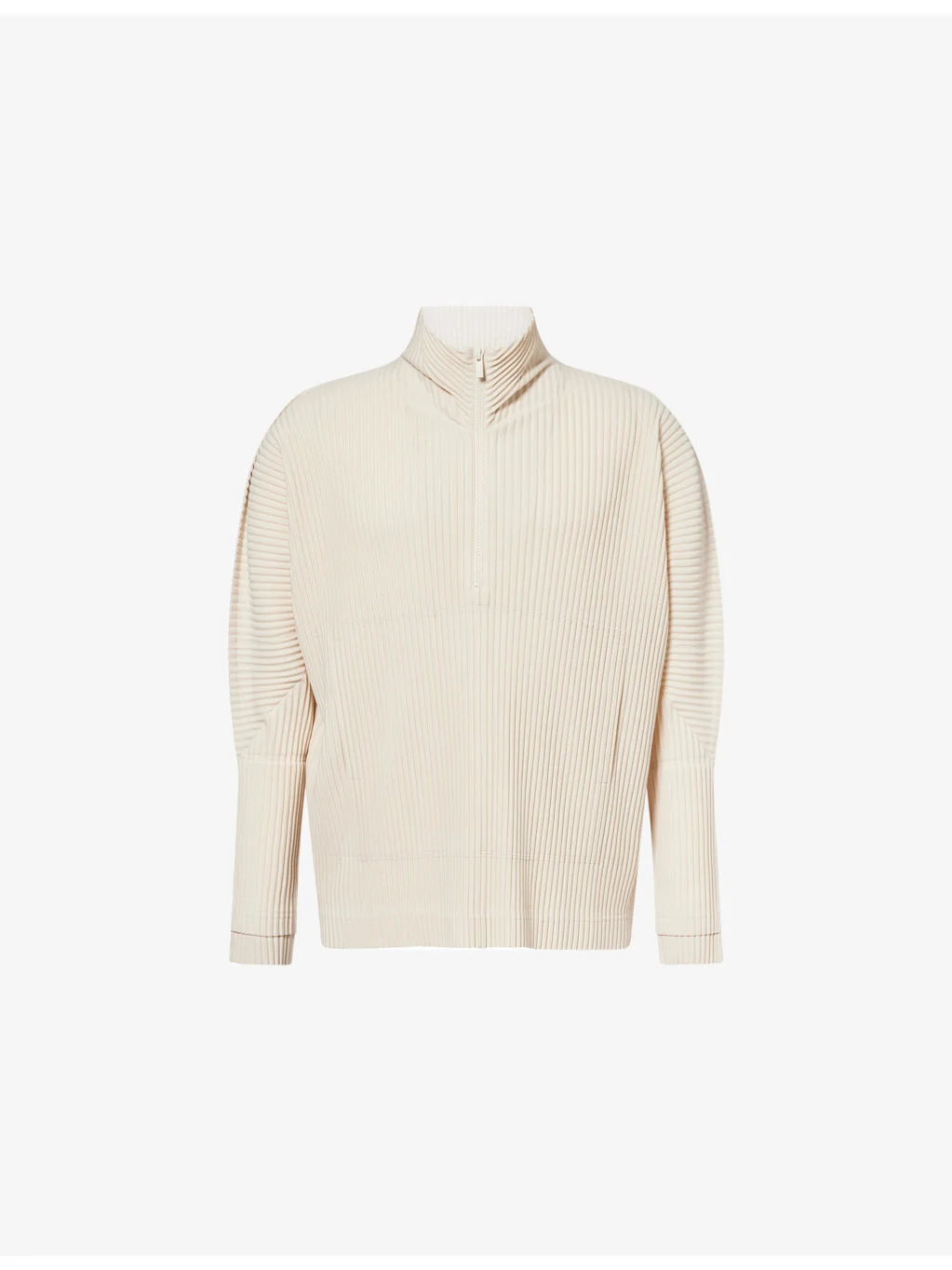 Quarter-Zip Pleated Knitted Top - 1