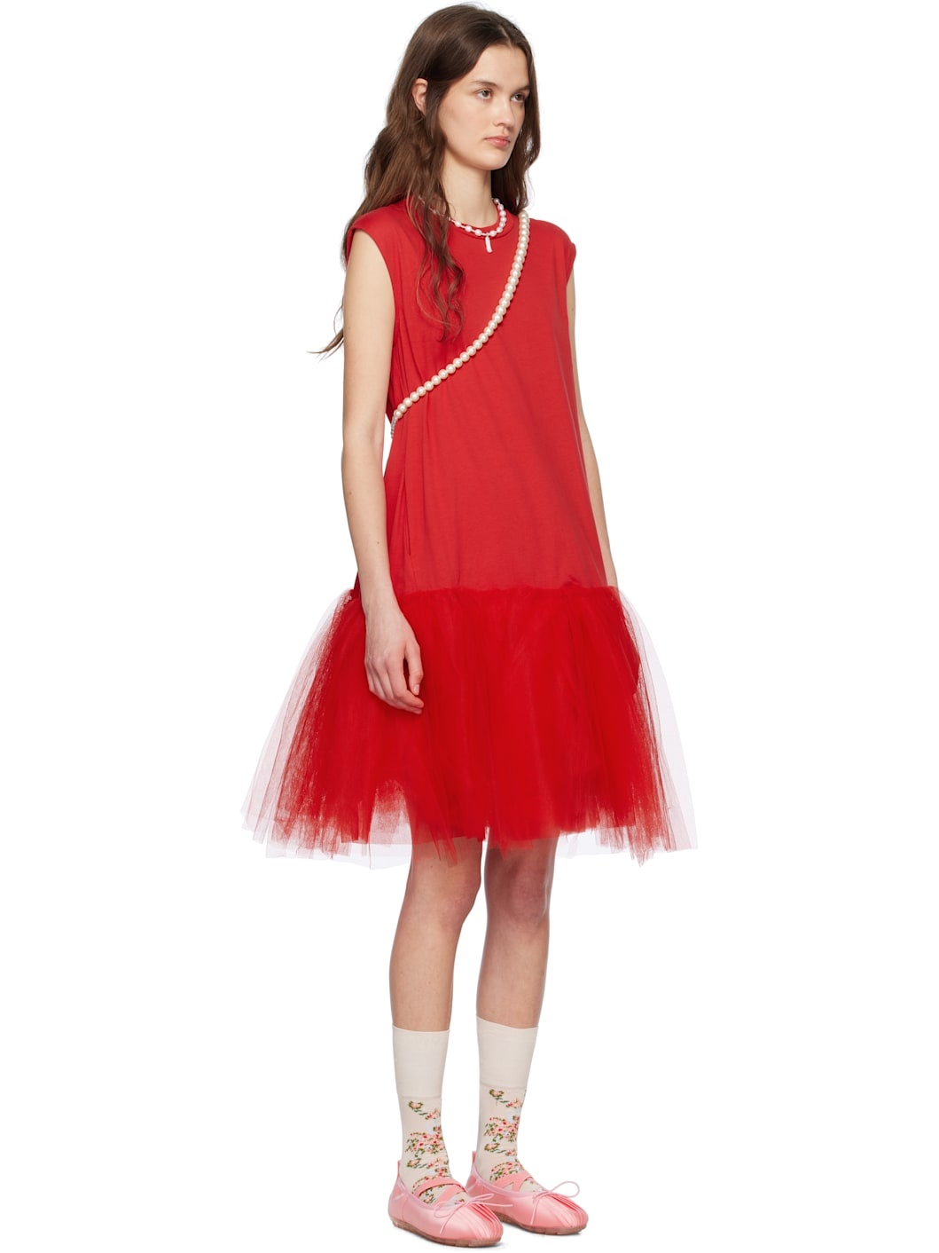 Red Relaxed Ballet Tutu Midi Dress - 2
