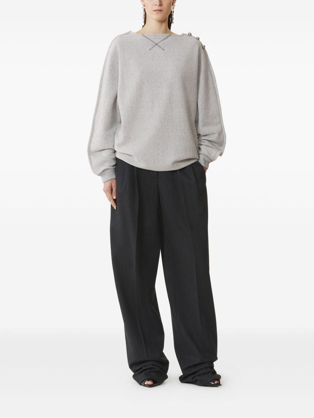 button-detailed boat-neck sweater - 2