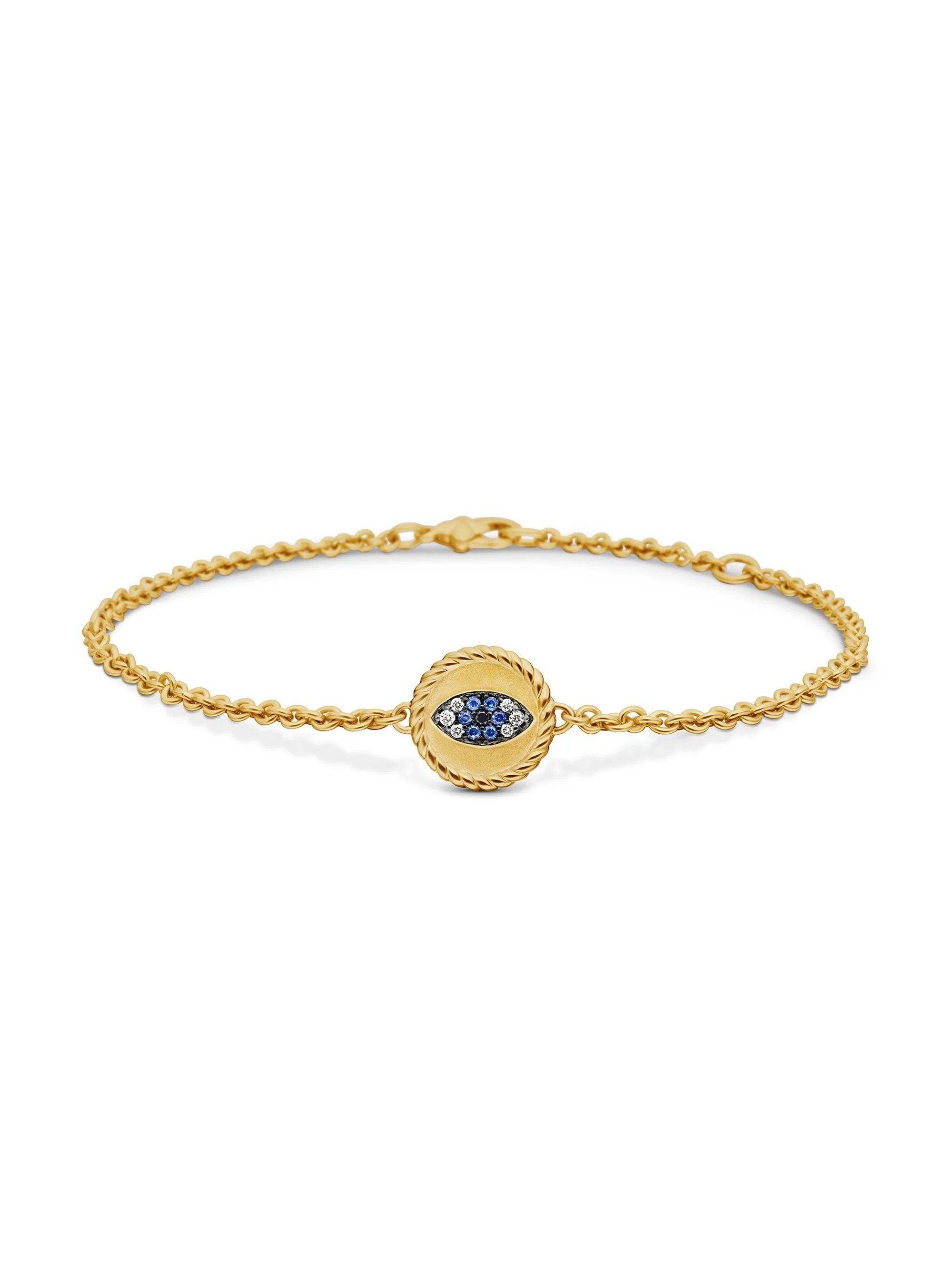 Women's Cable Collectibles Evil Eye Bracelet in 18K Yellow Gold - Light Blue Sapphire - 1