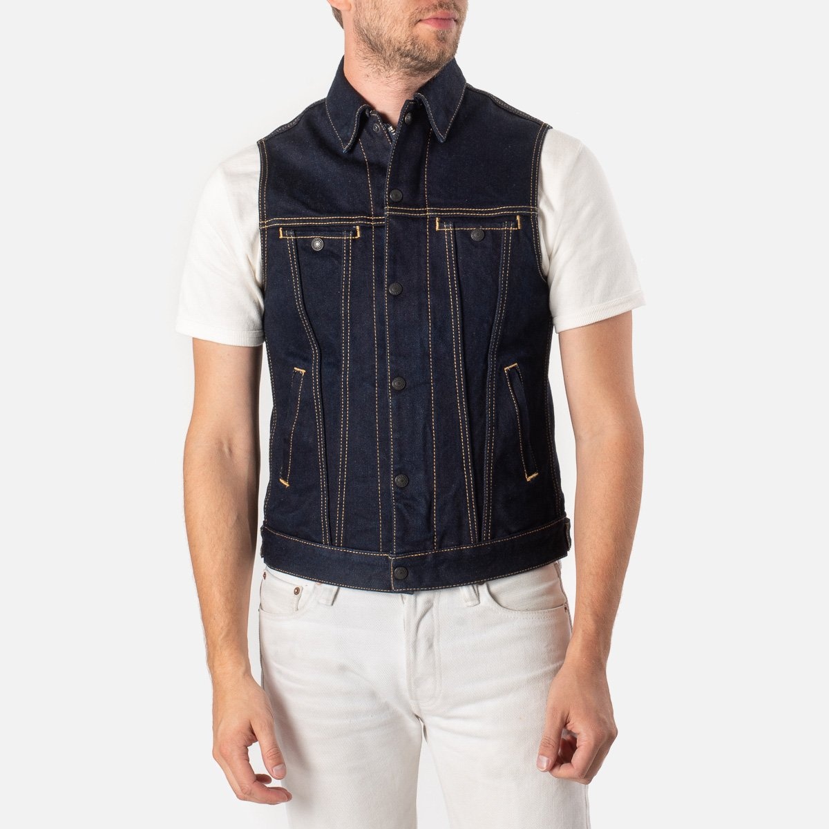 IGW-201D Ignition Works 19oz Stretch Denim Tracker Vest - Indigo - 2