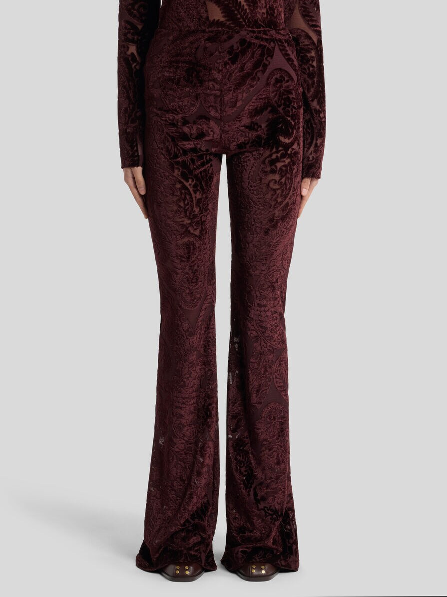 JACQUARD CHENILLE TROUSERS WITH LACE EFFECT - 2