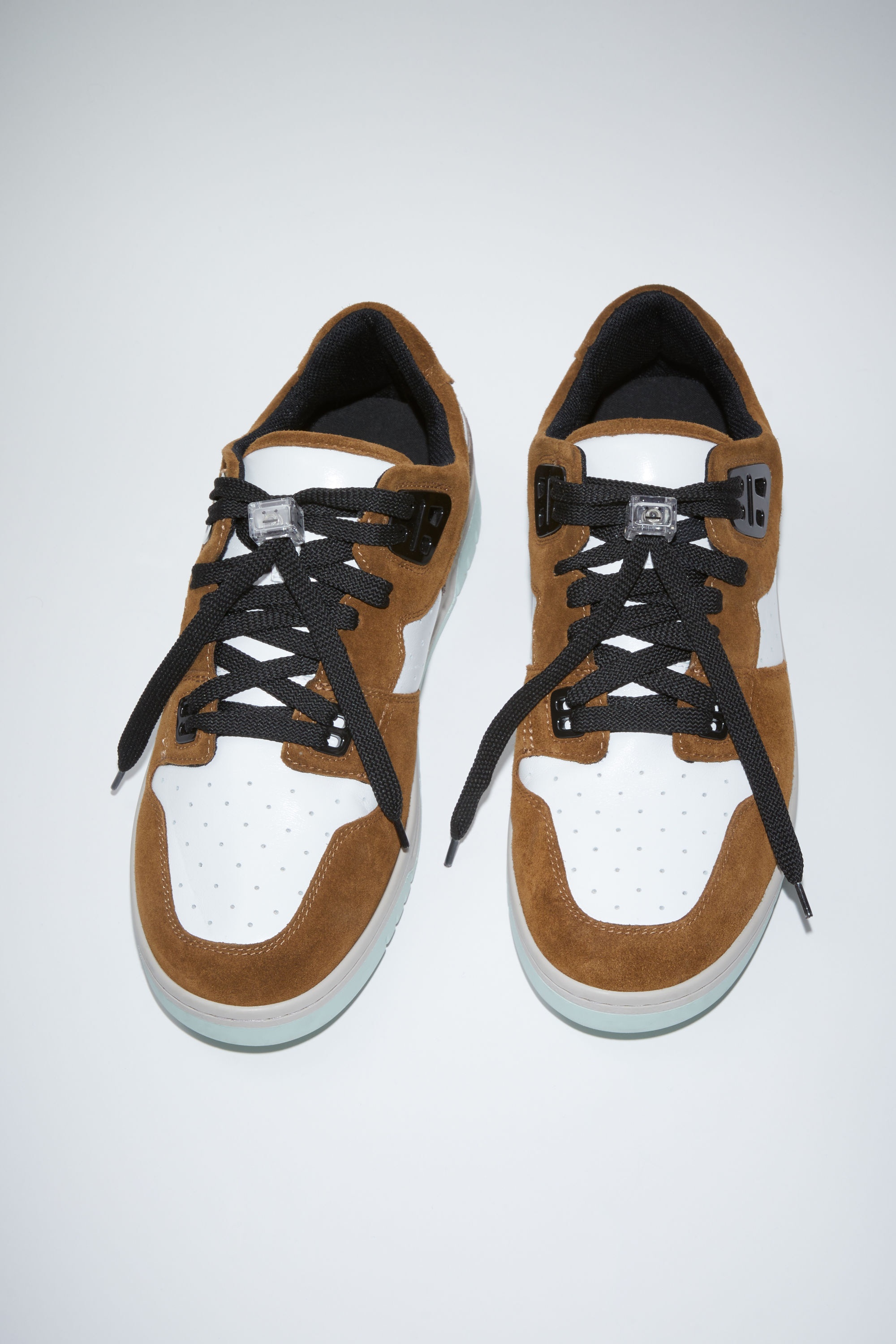Low top basket leather sneakers - White/brown - 3