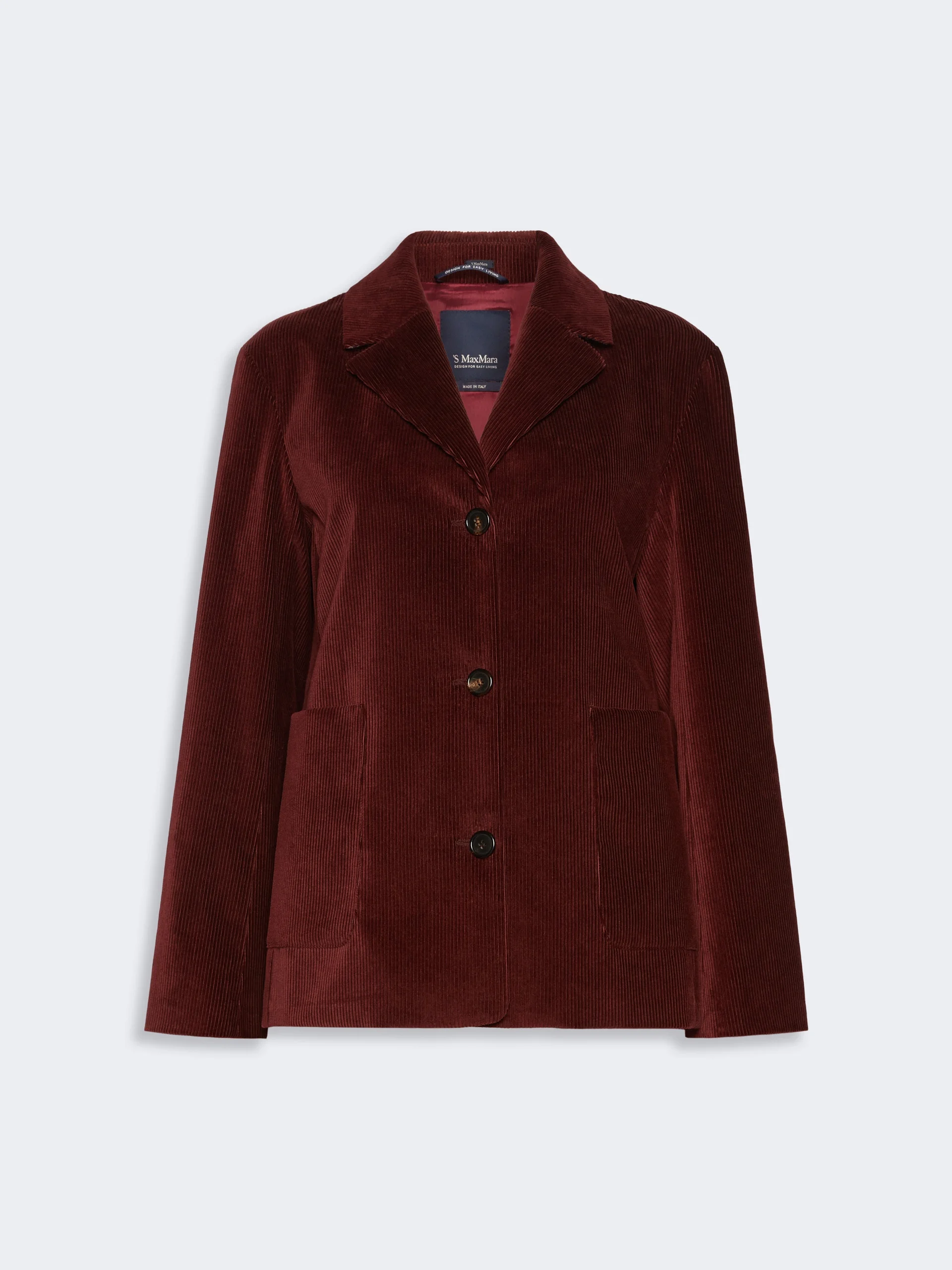 MARANTA Fine rib-knit single-breasted velvet jacket - BORDEAUX - 1