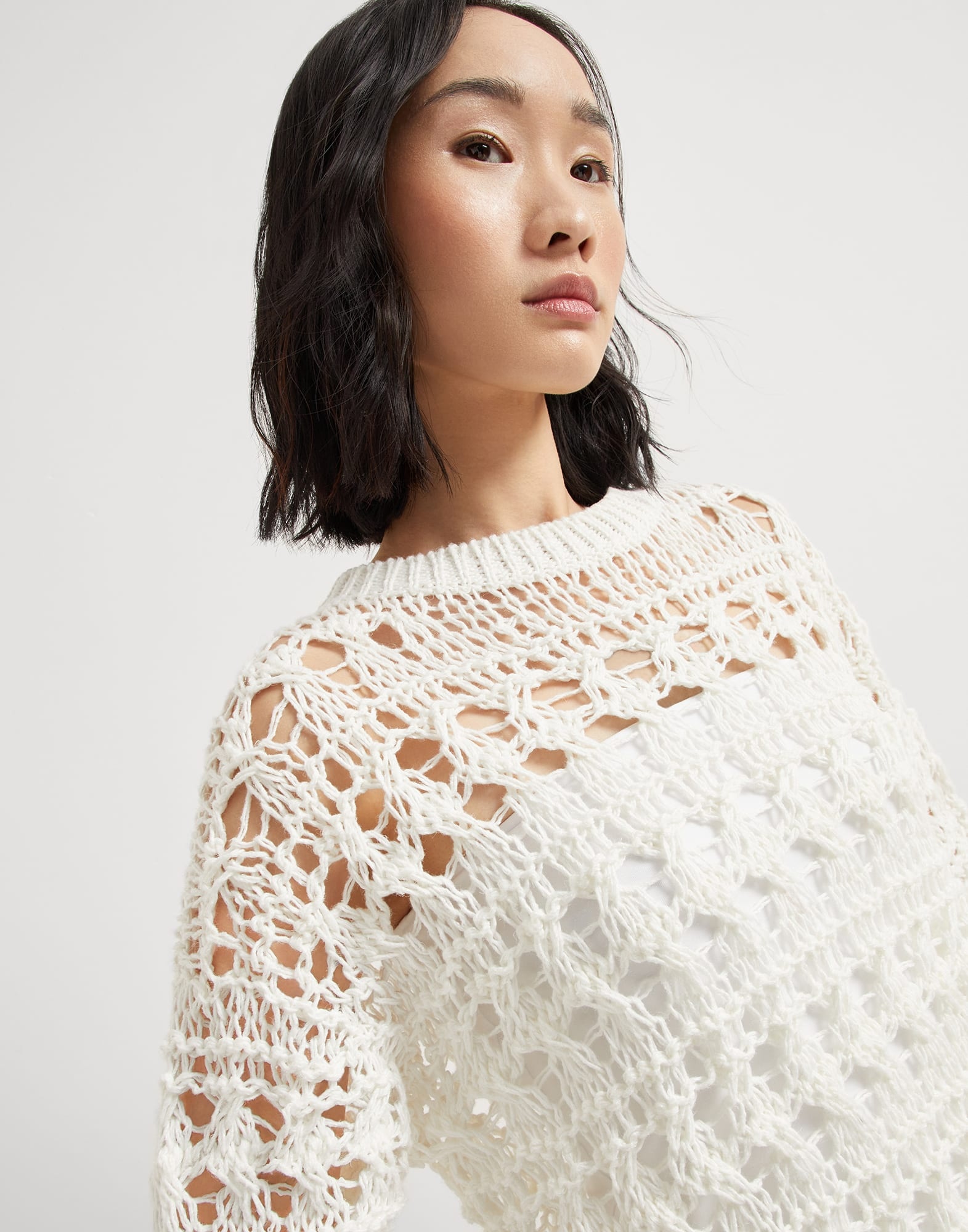 Jute and cotton textured net sweater - 3