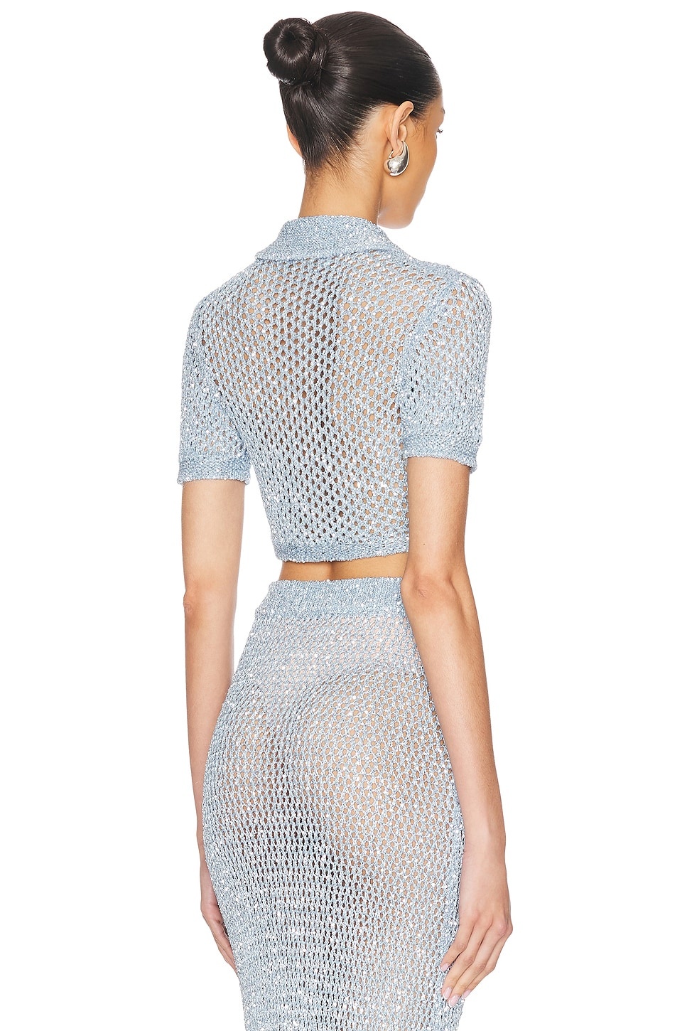 Sequin Crochet Short Sleeved Cardigan - 3