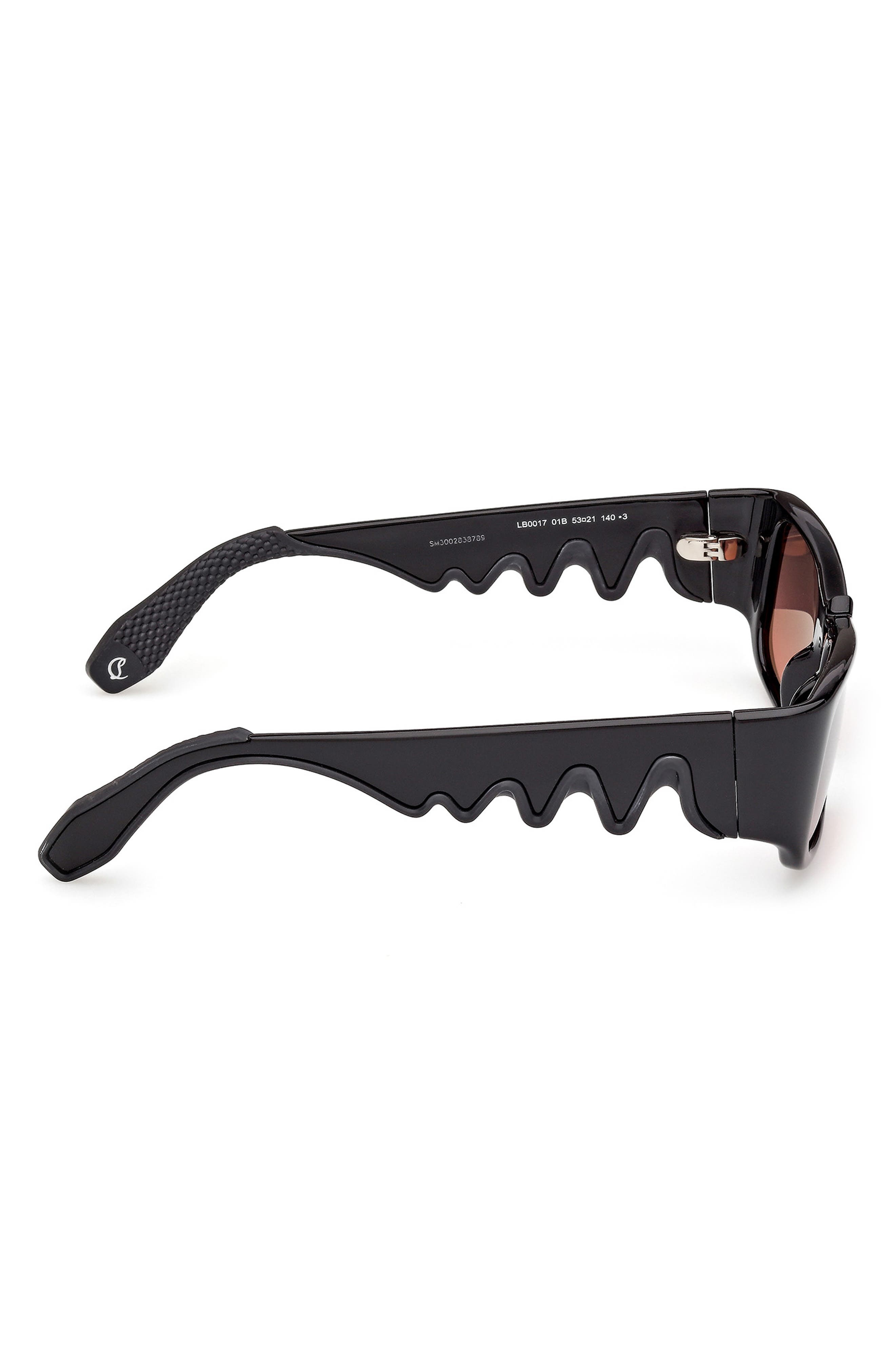 Christian Louboutin 53mm Loubishark Rectangular Sunglasses in Black/Red Gradient at Nordstrom - 3