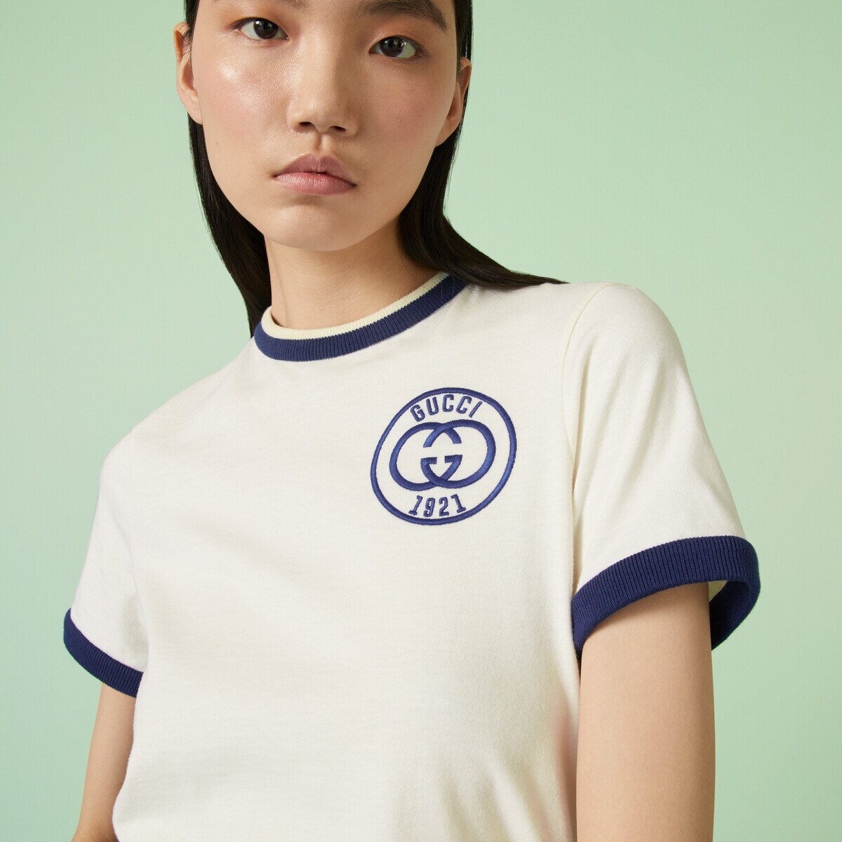 Cotton jersey T-shirt with Gucci embroidery - 3
