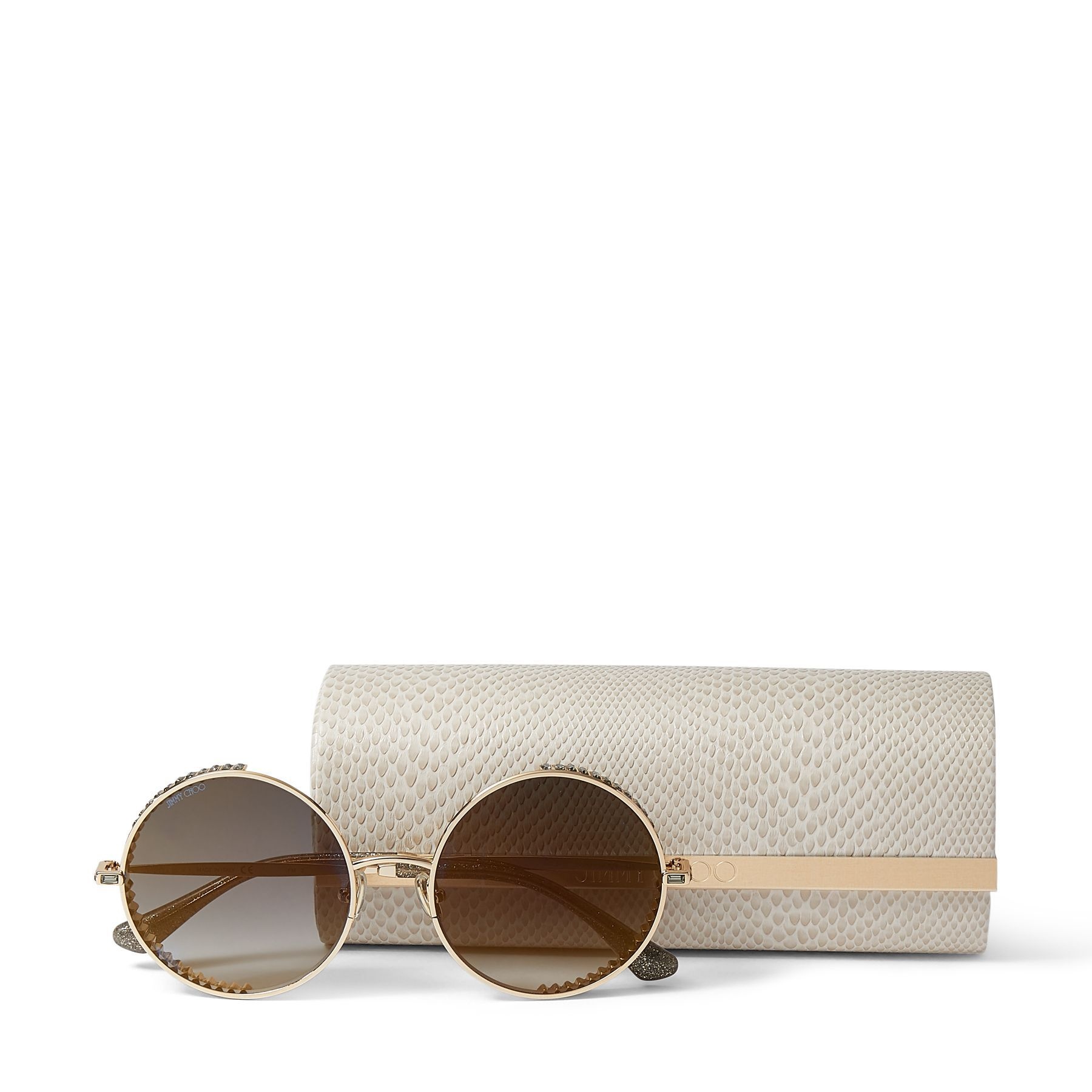 Goldy
Gold Round-Frame Sunglasses with Black Swarovski Crystal Embellishment - 4